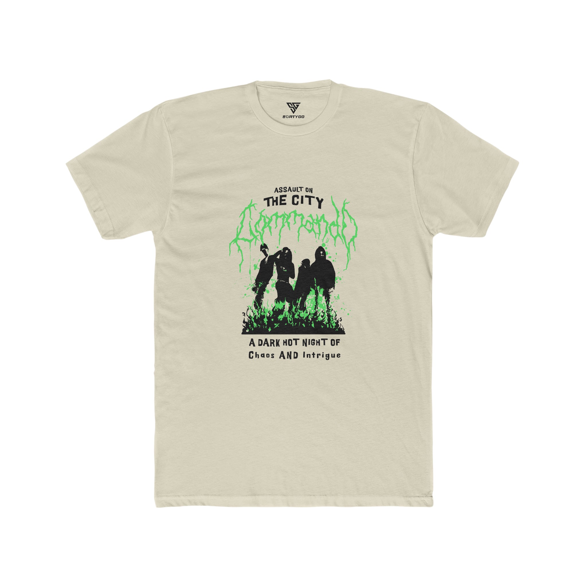 SORTYGO - On the City Men Fitted T-Shirt in Solid Cream