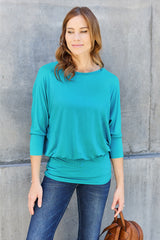 SORTYGO - Mocha Batwing Sleeve Top in Sky Blue