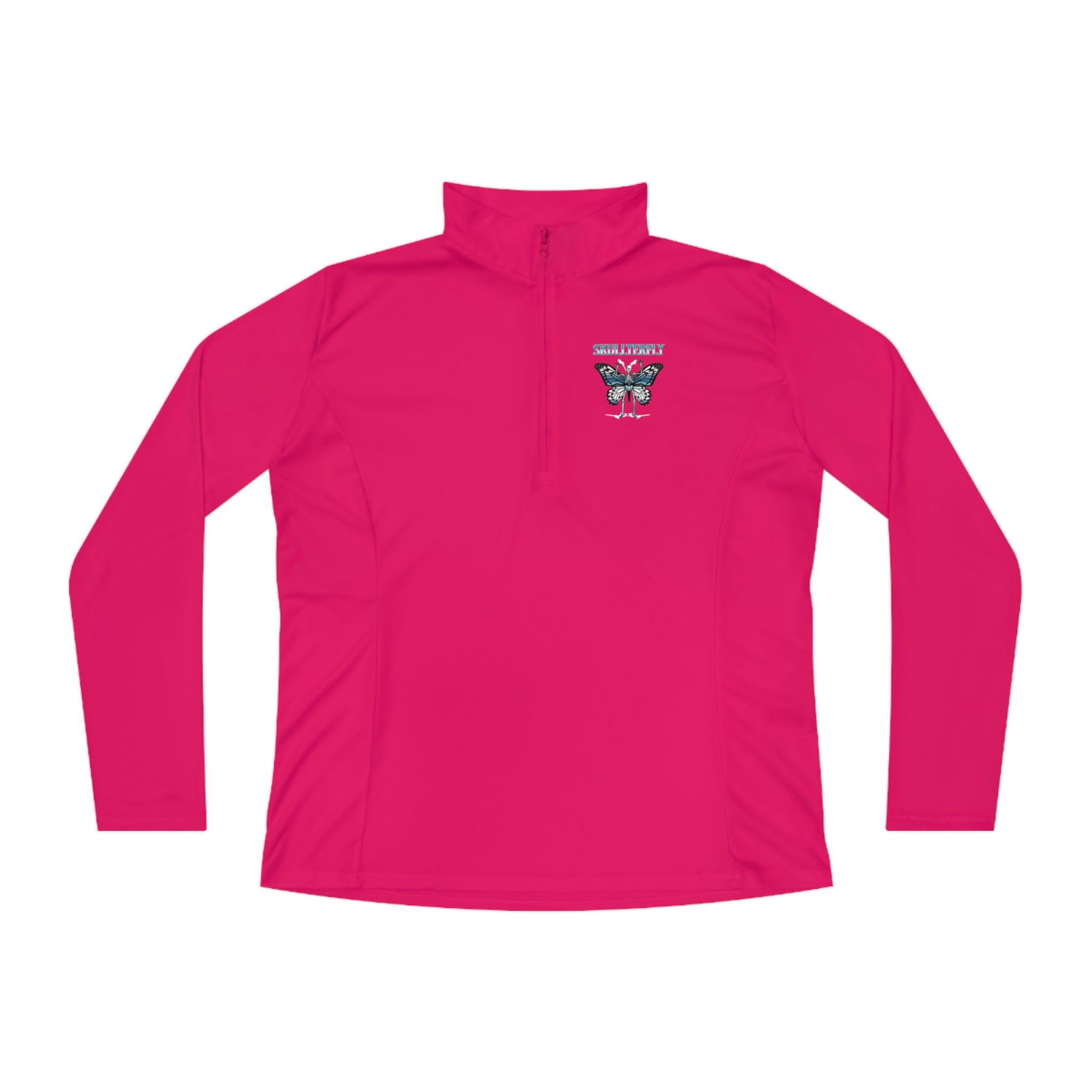 SORTYGO - Skullterfly Women Quarter Zip Pullover in Pink Raspberry S