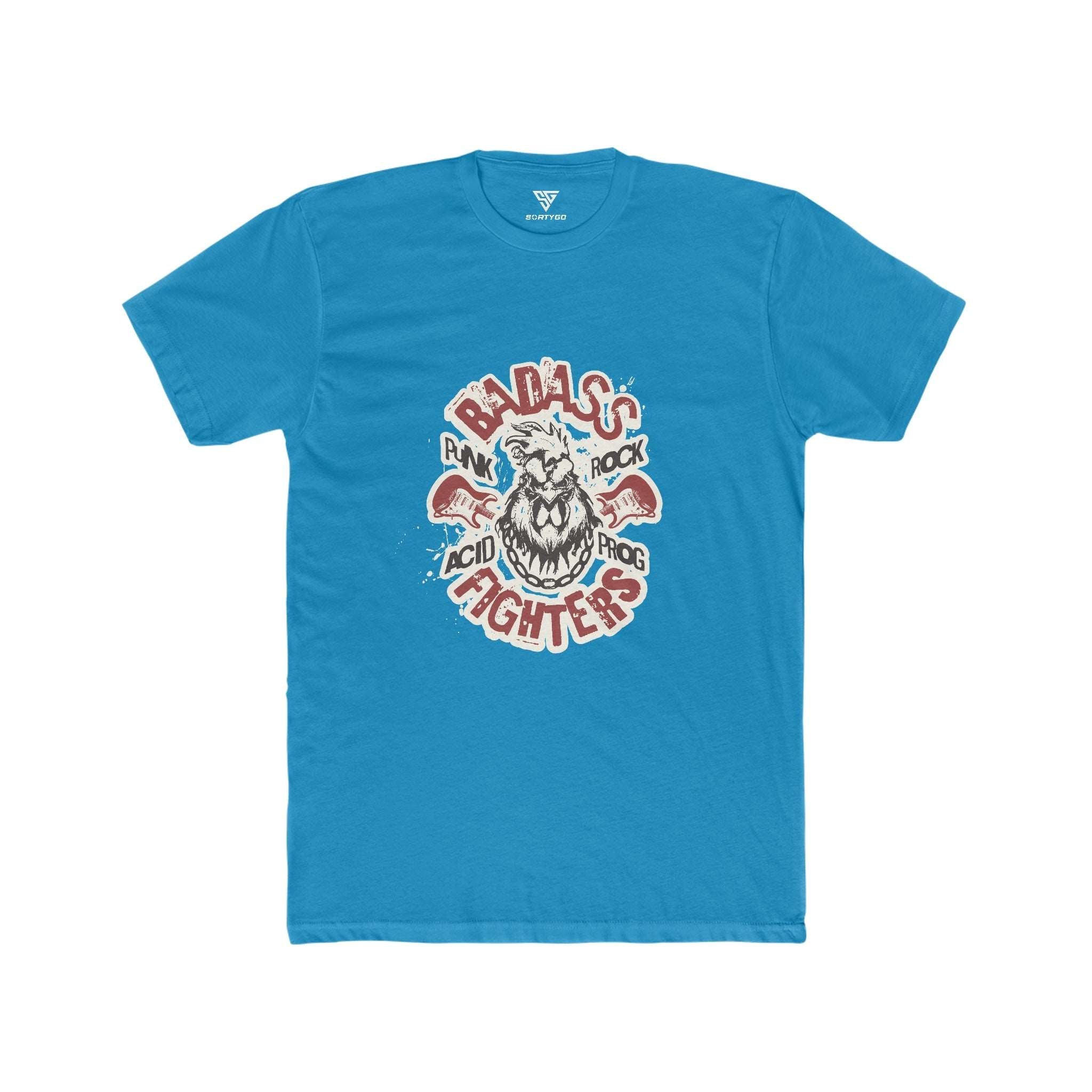 SORTYGO - Badass Fighters Men Fitted T-Shirt in Solid Turquoise
