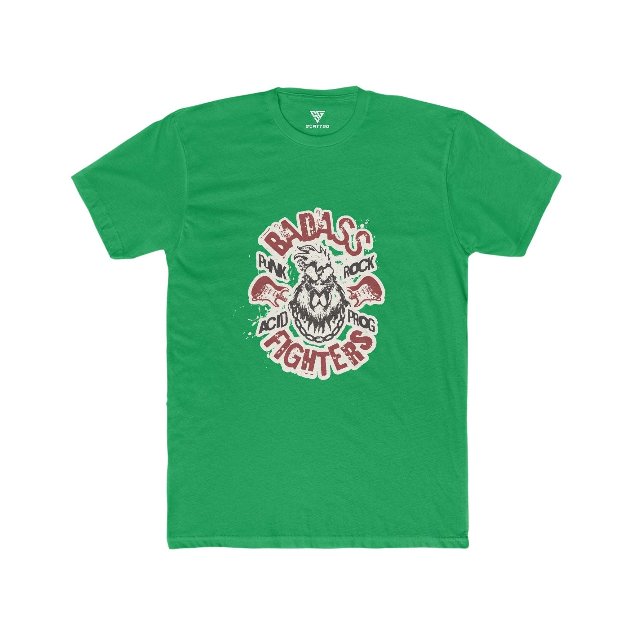 SORTYGO - Badass Fighters Men Fitted T-Shirt in Solid Kelly Green