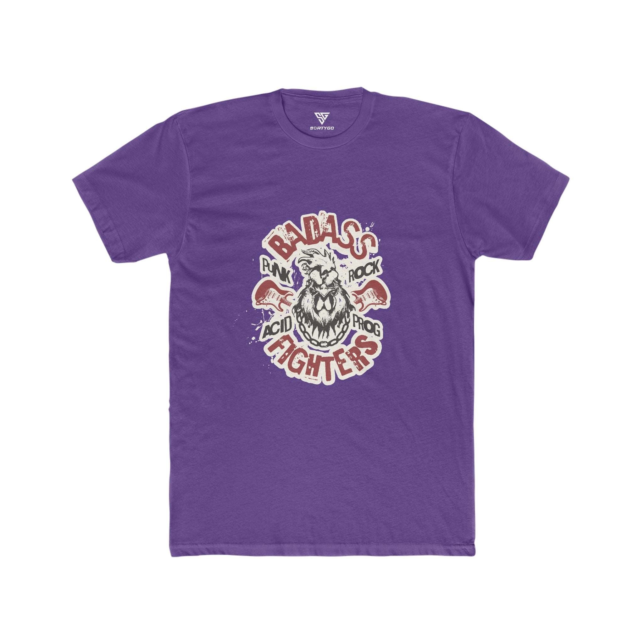 SORTYGO - Badass Fighters Men Fitted T-Shirt in Solid Purple Rush