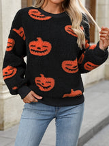 SORTYGO - Plush Halloween Pumpkin Fleece Sweater in Orange