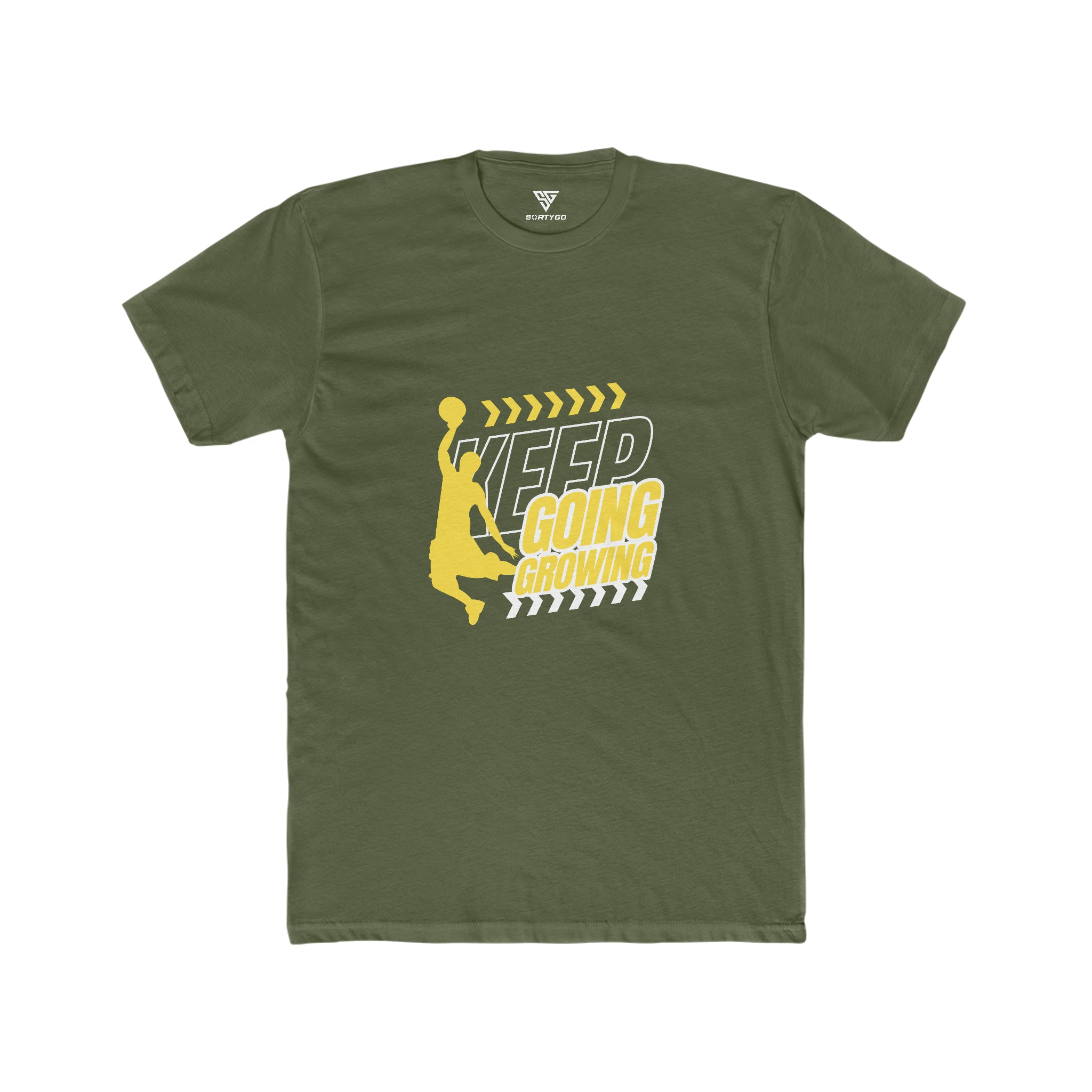 SORTYGO - Keep Going Keep Growing Men Fitted T-Shirt in Solid Military Green