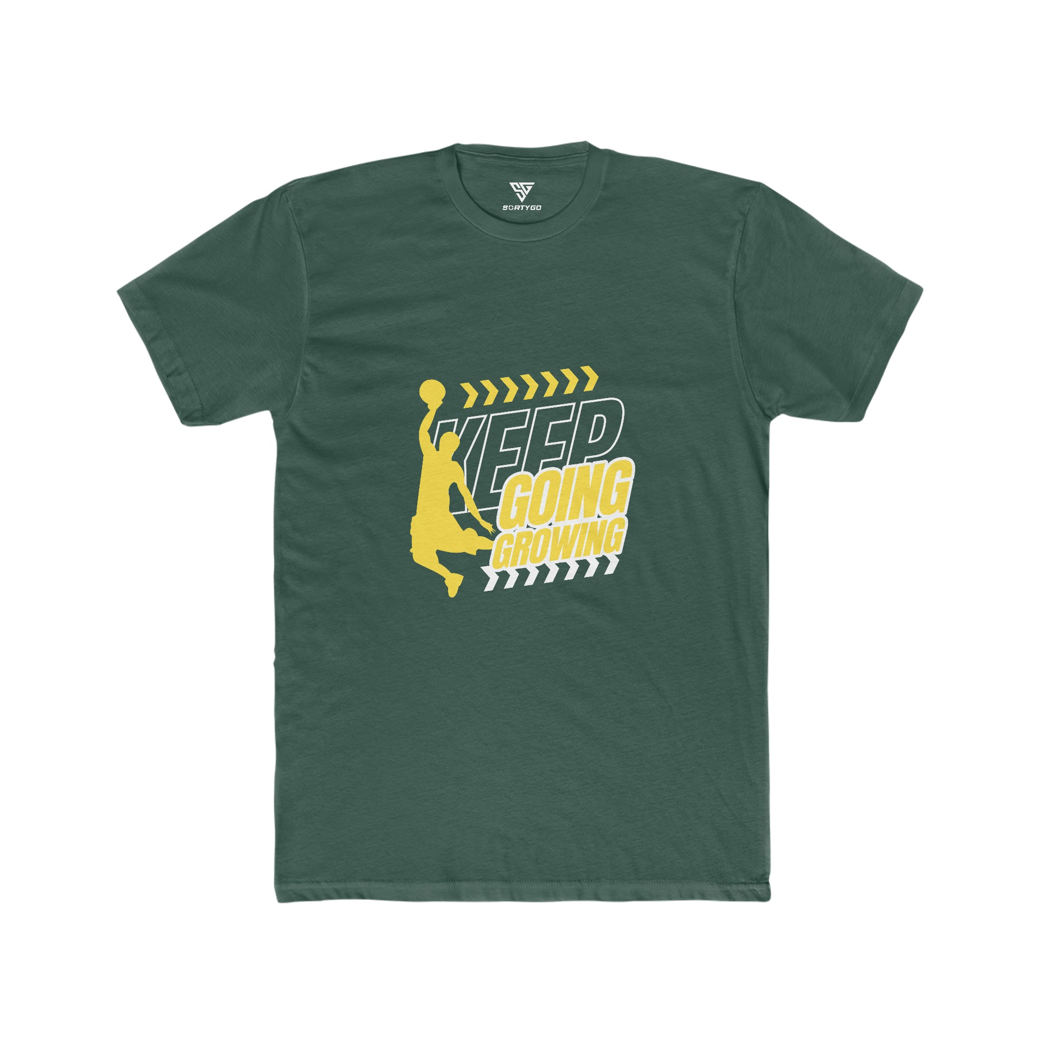 SORTYGO - Keep Going Keep Growing Men Fitted T-Shirt in Solid Forest Green