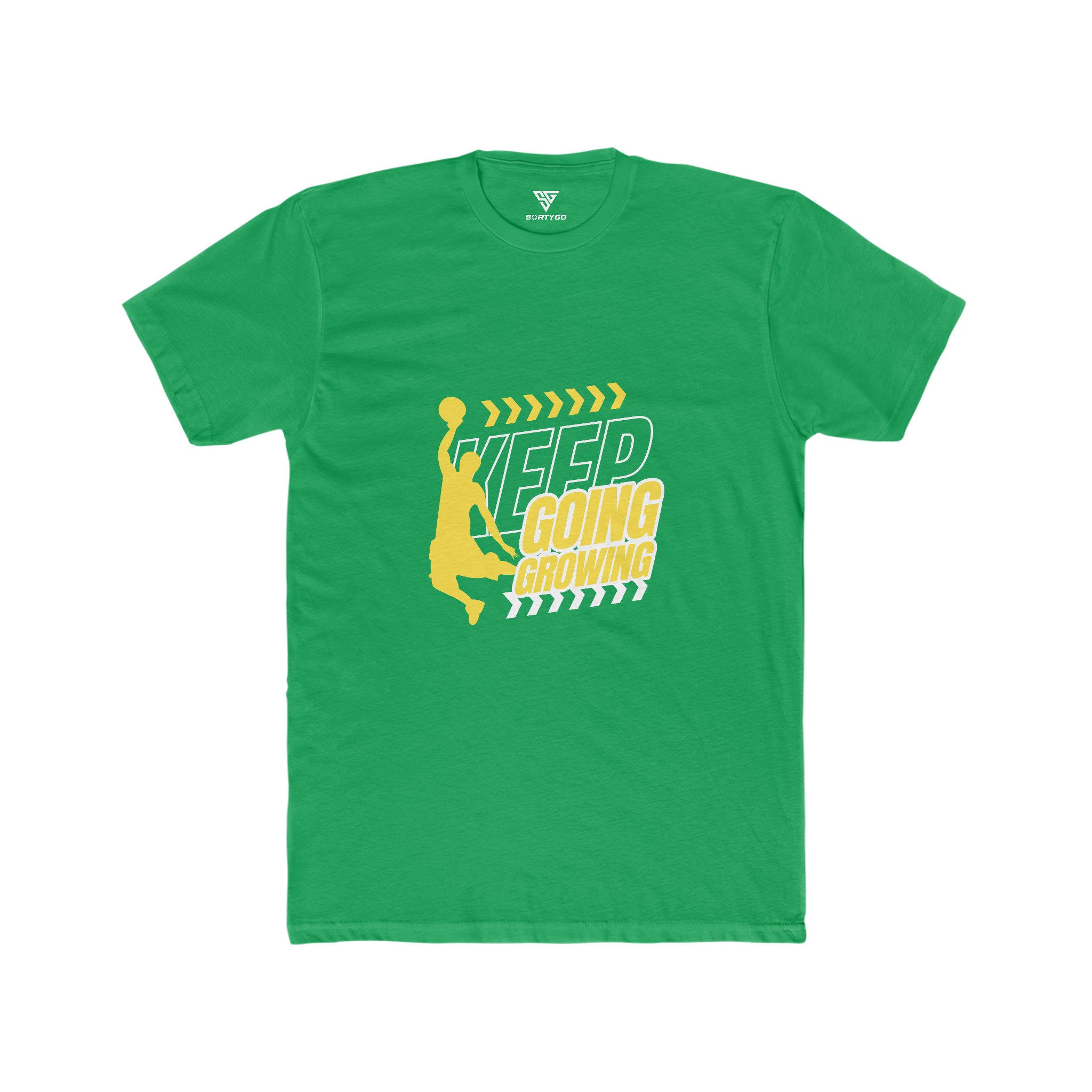 SORTYGO - Keep Going Keep Growing Men Fitted T-Shirt in Solid Kelly Green