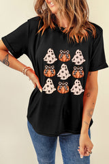 SORTYGO - Halloween Ghost and Pumpkin Graphic T-Shirt in