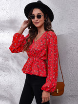 SORTYGO - Scarlet Floral Peplum Blouse in