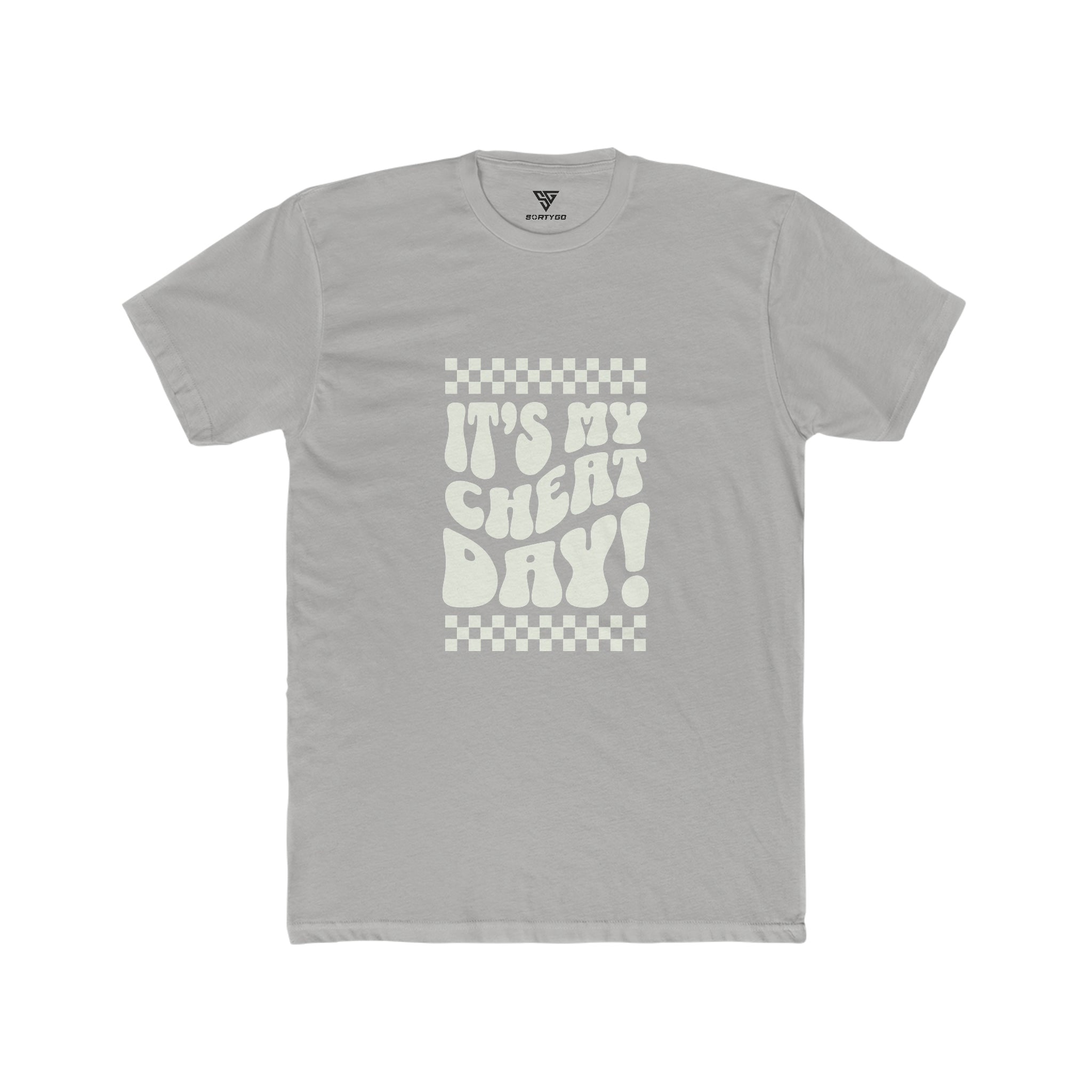 SORTYGO - It‘s my Cheat Day Men Fitted T-Shirt in Solid Light Grey
