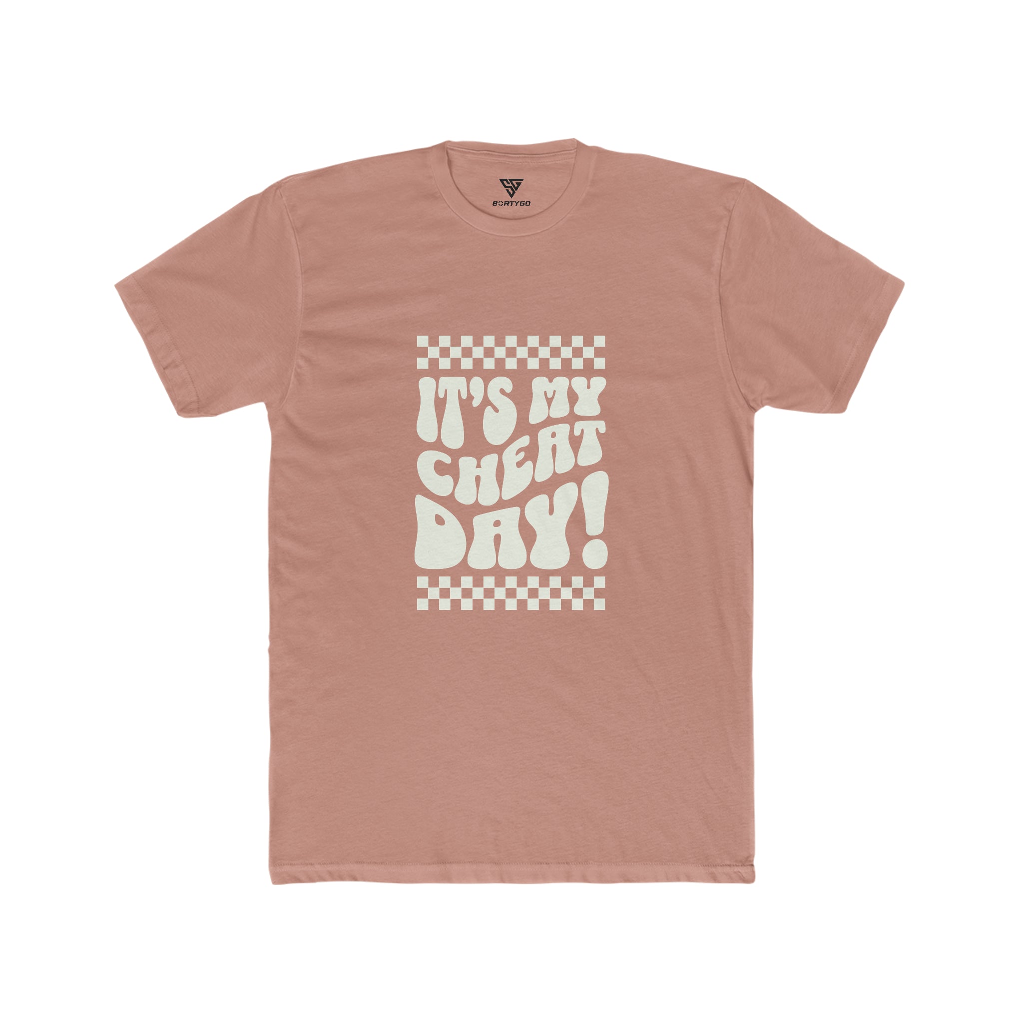 SORTYGO - It‘s my Cheat Day Men Fitted T-Shirt in Solid Desert Pink