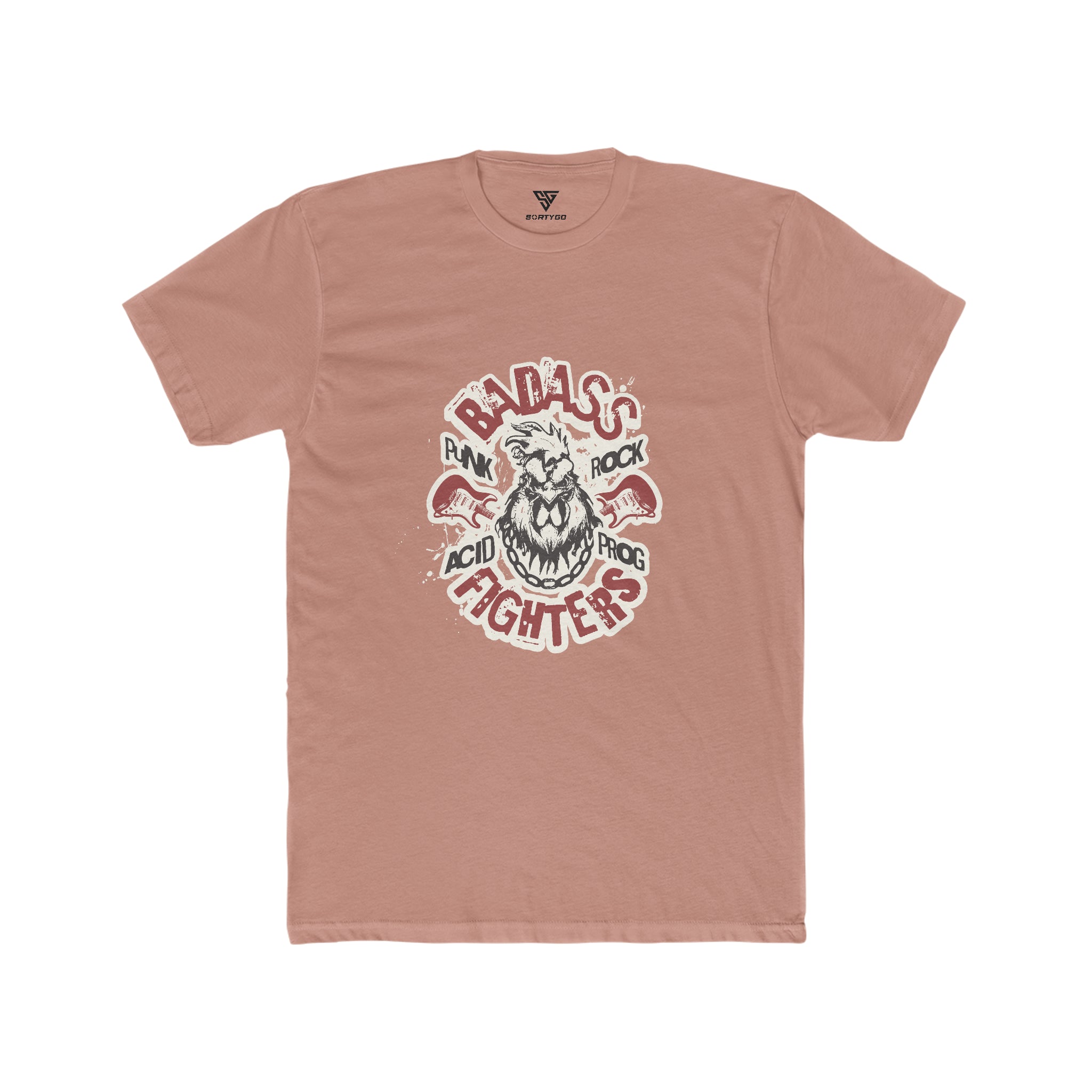 SORTYGO - Badass Fighters Men Fitted T-Shirt in Solid Desert Pink