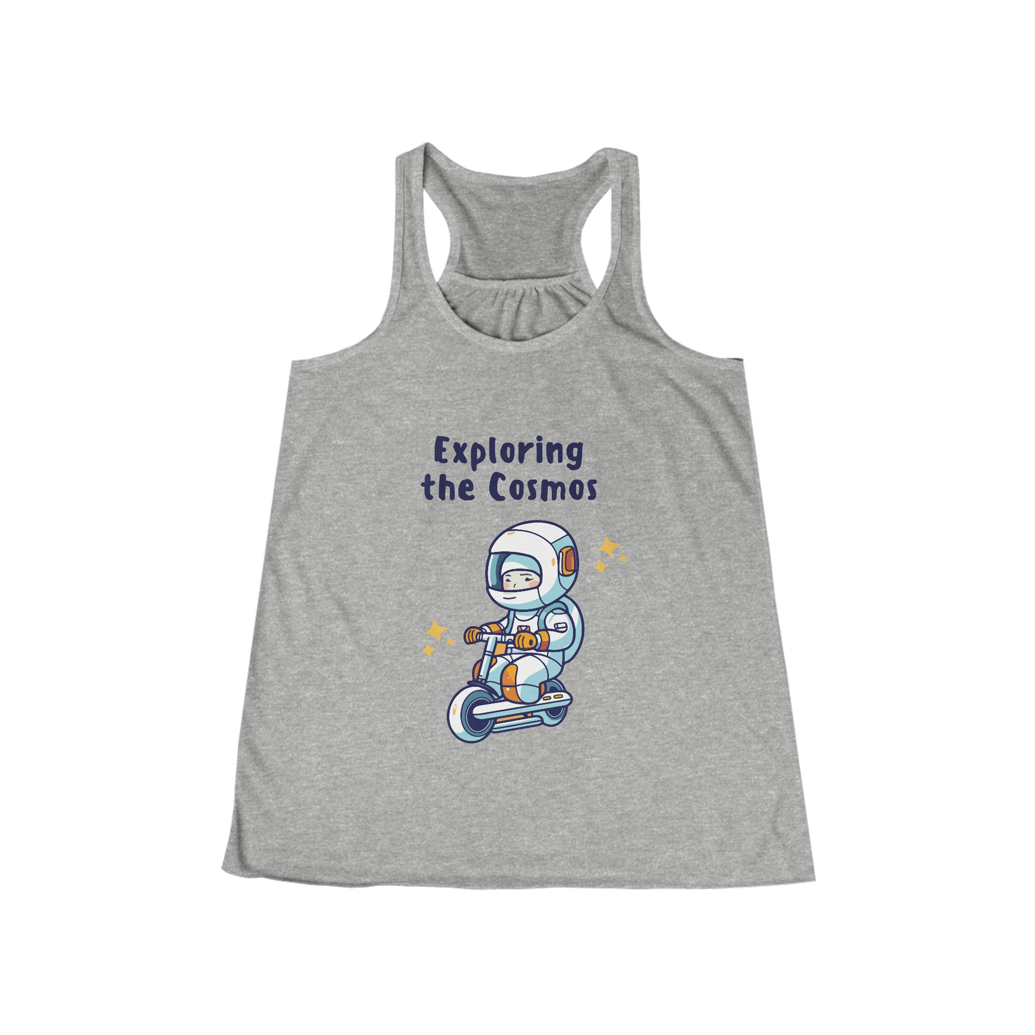 SORTYGO - Exploring The Cosmos Women Flowy Racerback Tank in Athletic Heather