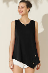 SORTYGO - Trendy Chic Buttoned Uneven Hem Tank in Black