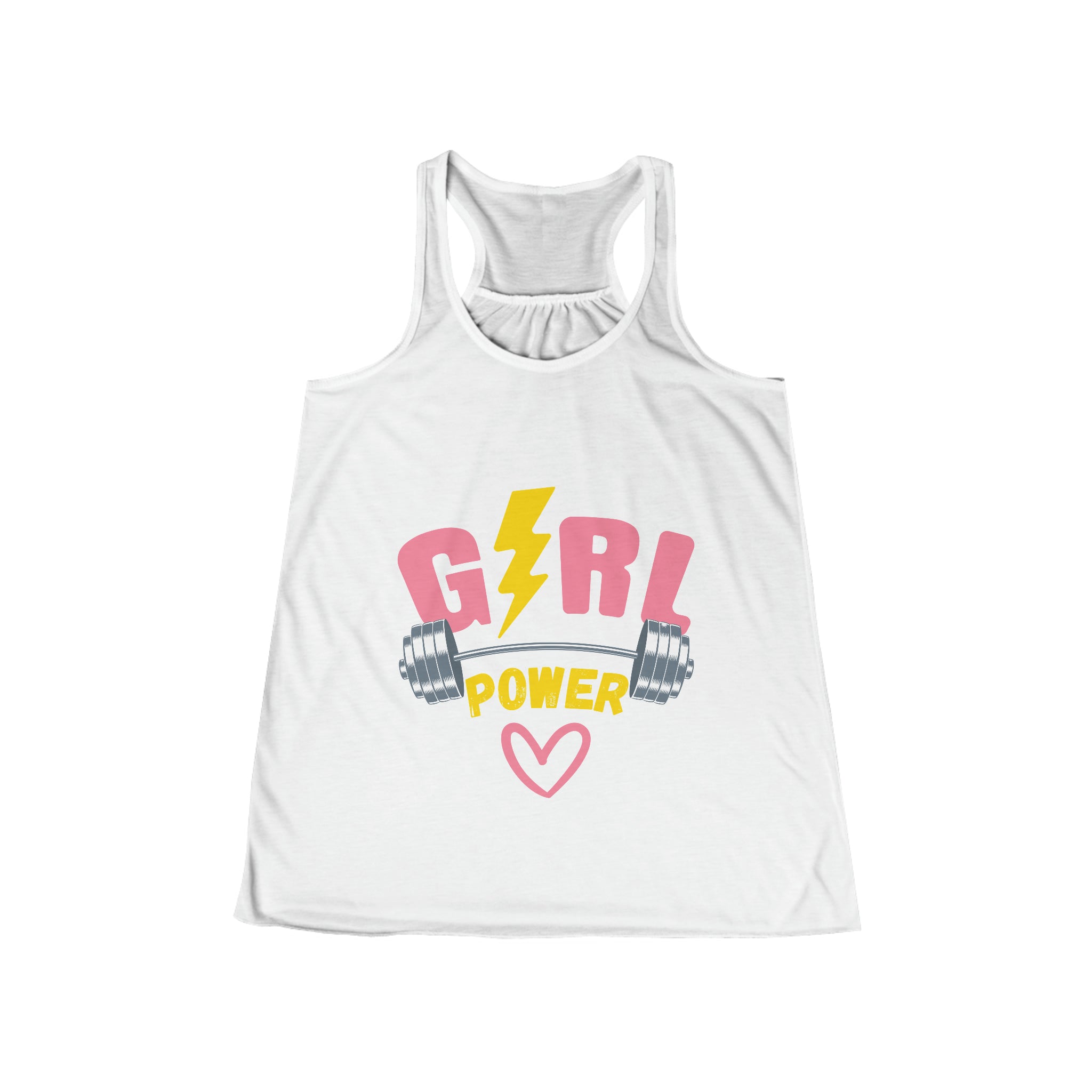 SORTYGO - Girl Power Women Flowy Racerback Tank in White