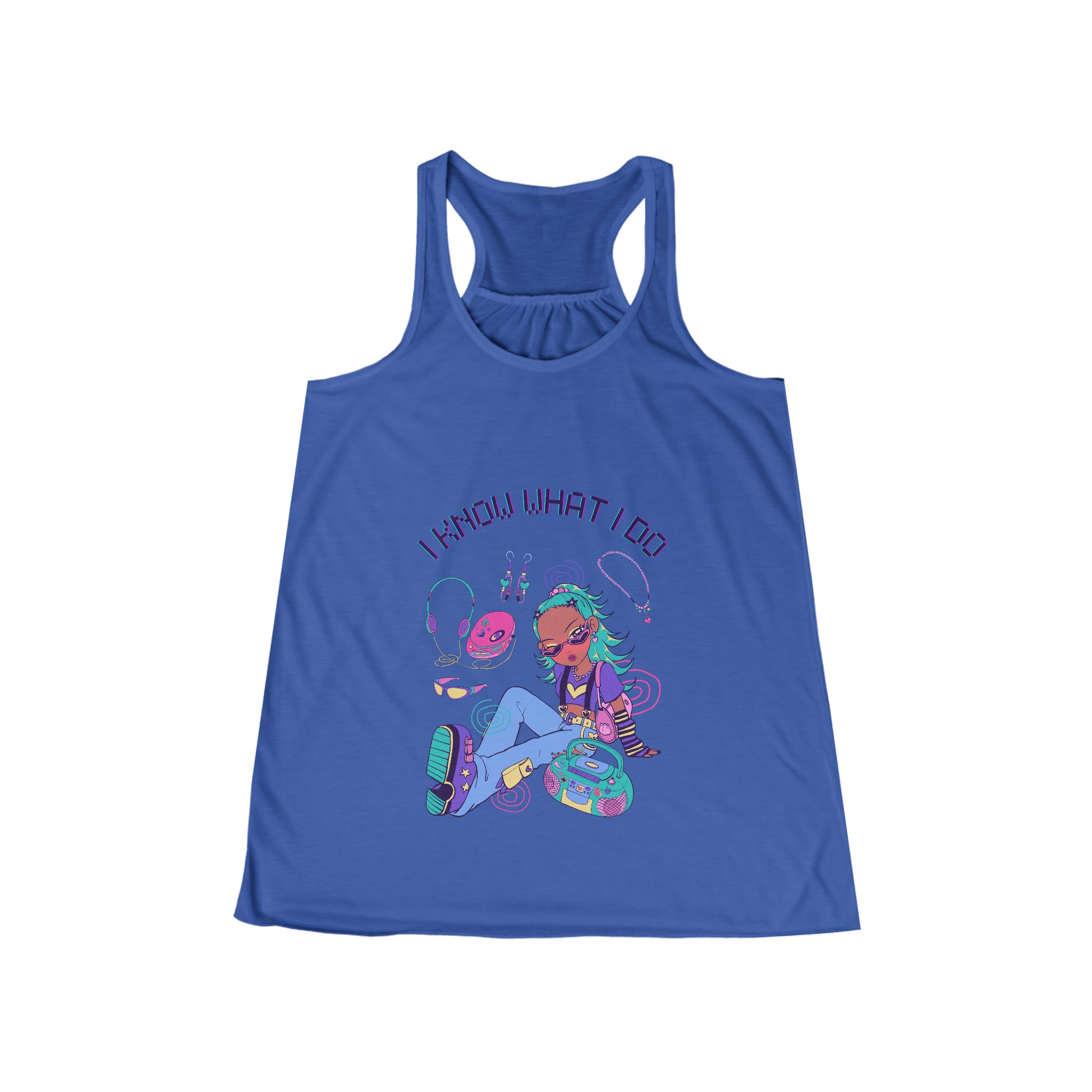 SORTYGO - I Know What I Do Women Flowy Racerback Tank in True Royal