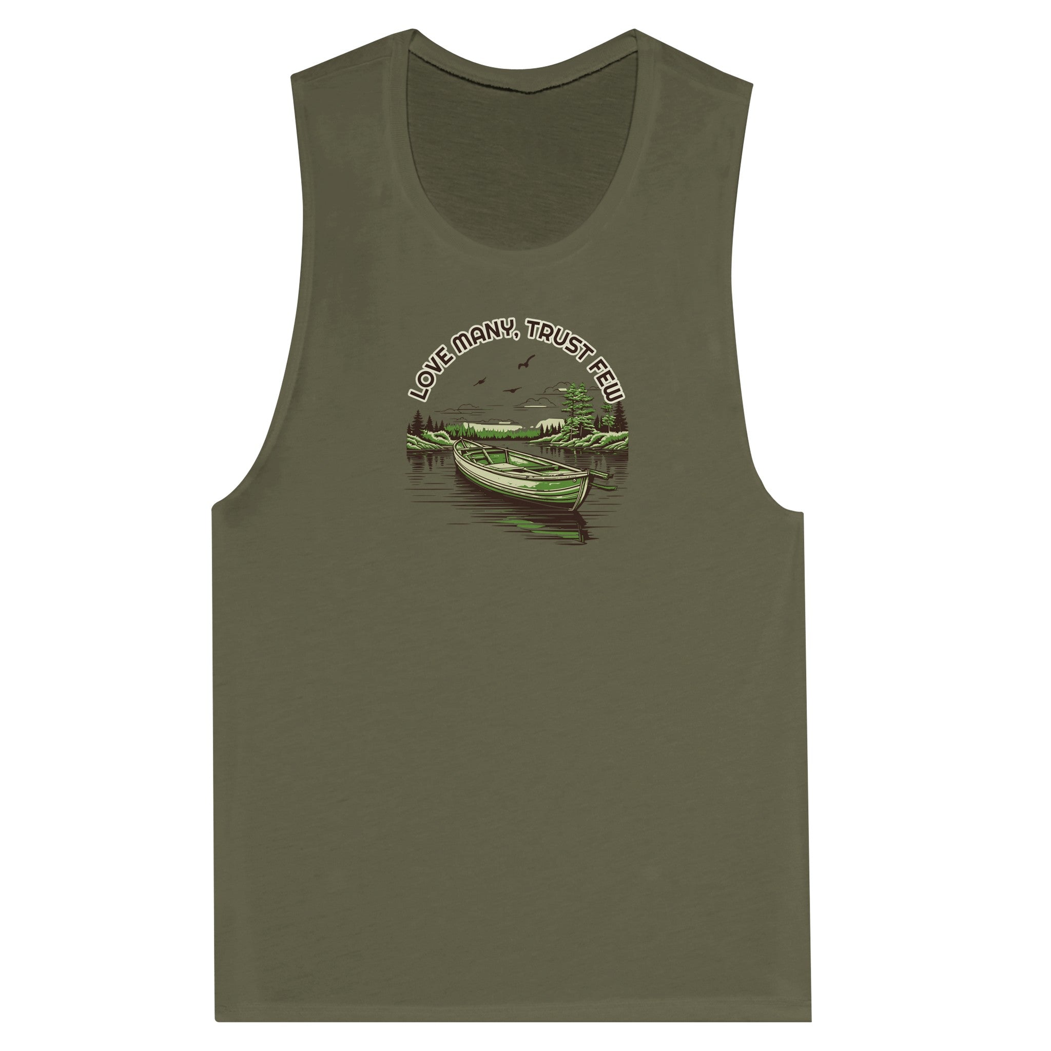 SORTYGO - Trust Few Women Muscle Tank in Military Green