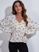 SORTYGO - Floral Delight Peplum Blouse in