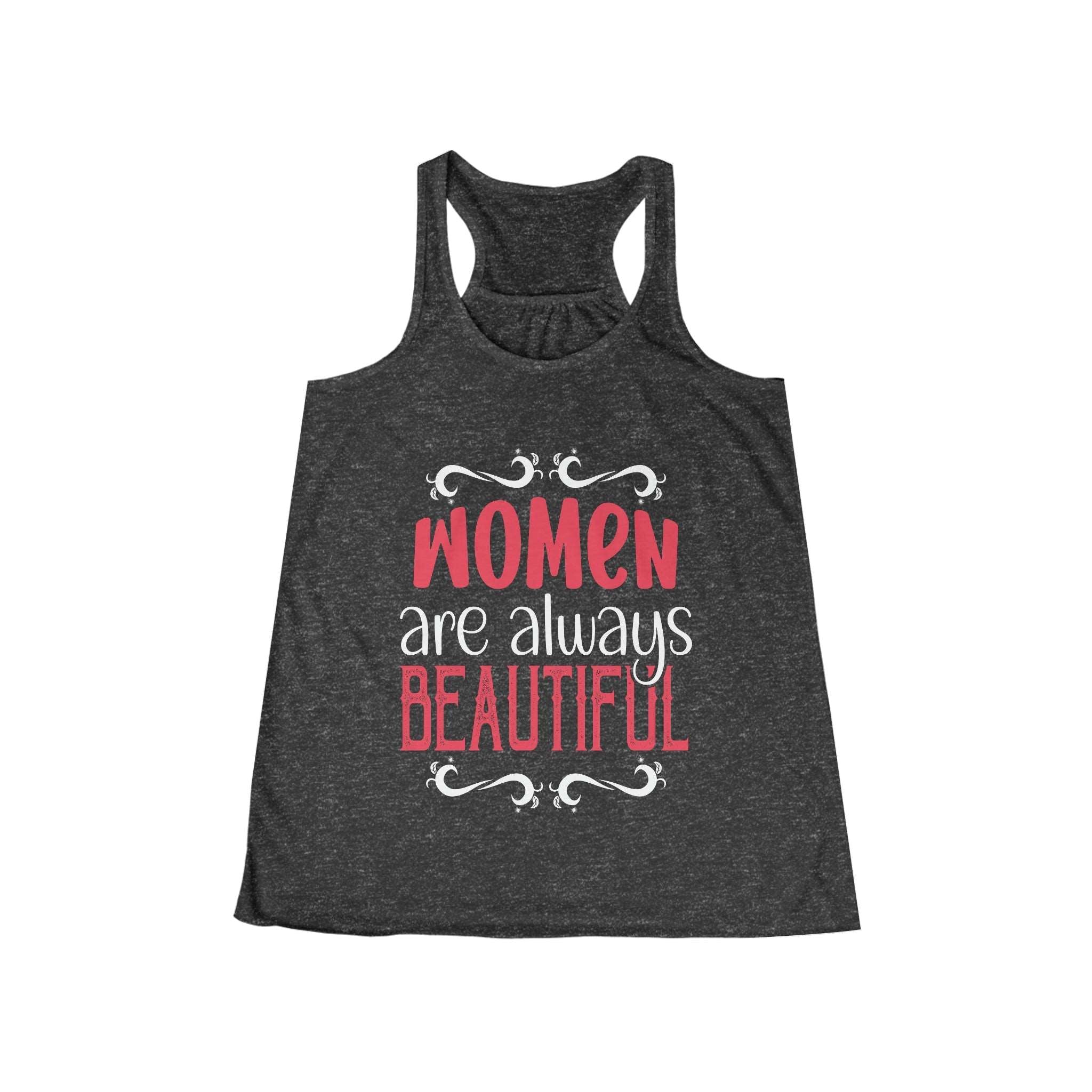 SORTYGO - Always Beautiful Women Flowy Racerback Tank in Dark Grey Heather