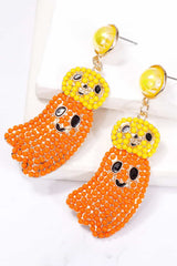 SORTYGO - Smiling Ghost and Pumpkin Drop Earrings in