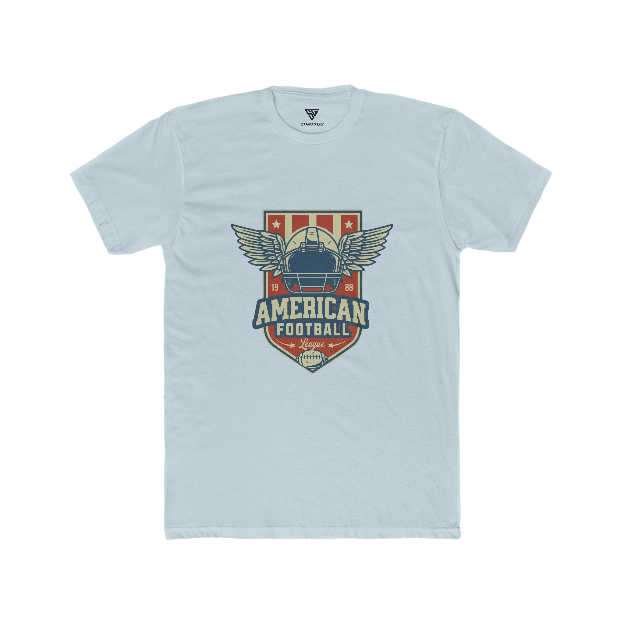 SORTYGO - American Football League Men Fitted T-Shirt in Solid Light Blue