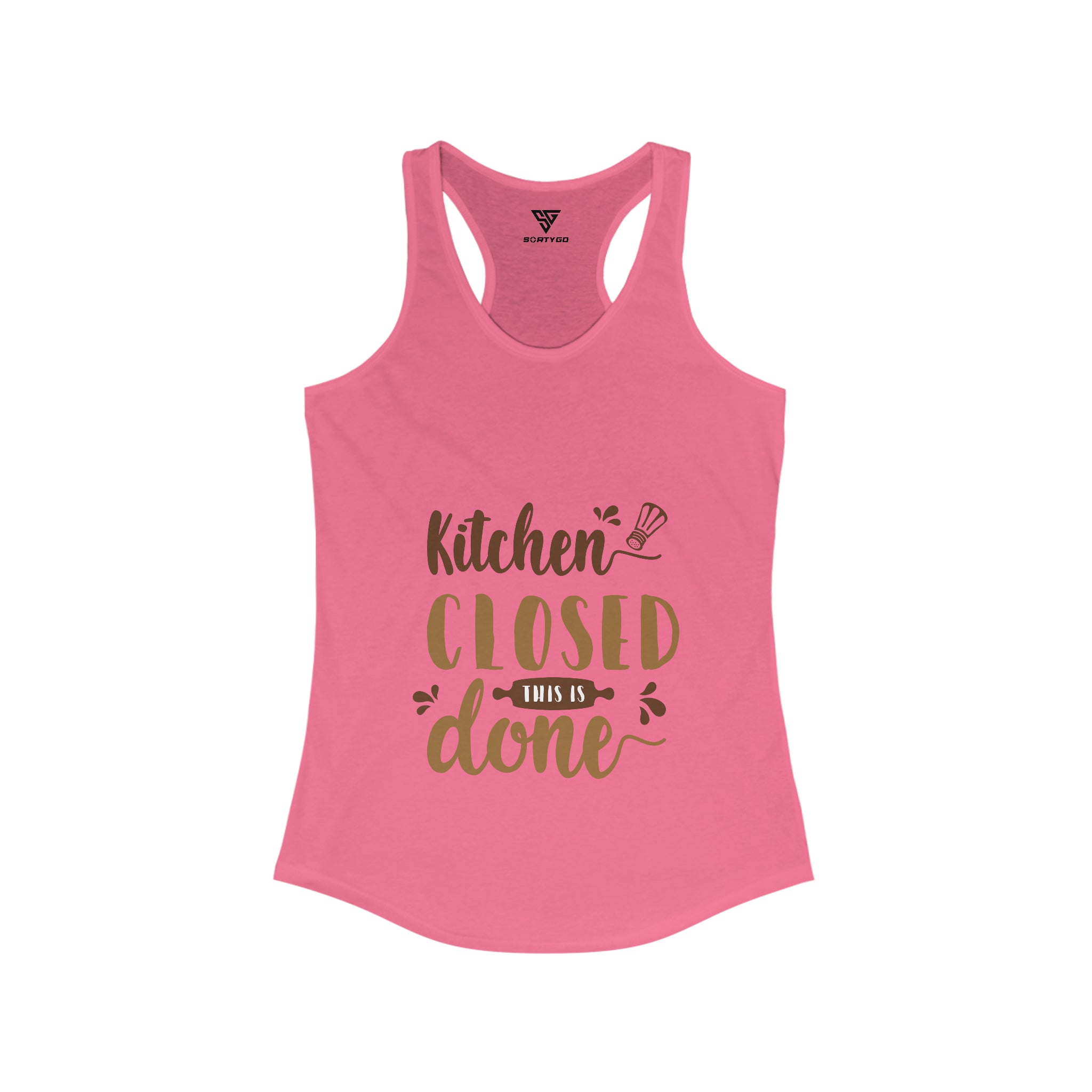 SORTYGO - Kitchen Closed Women Ideal Racerback Tank in Solid Hot Pink