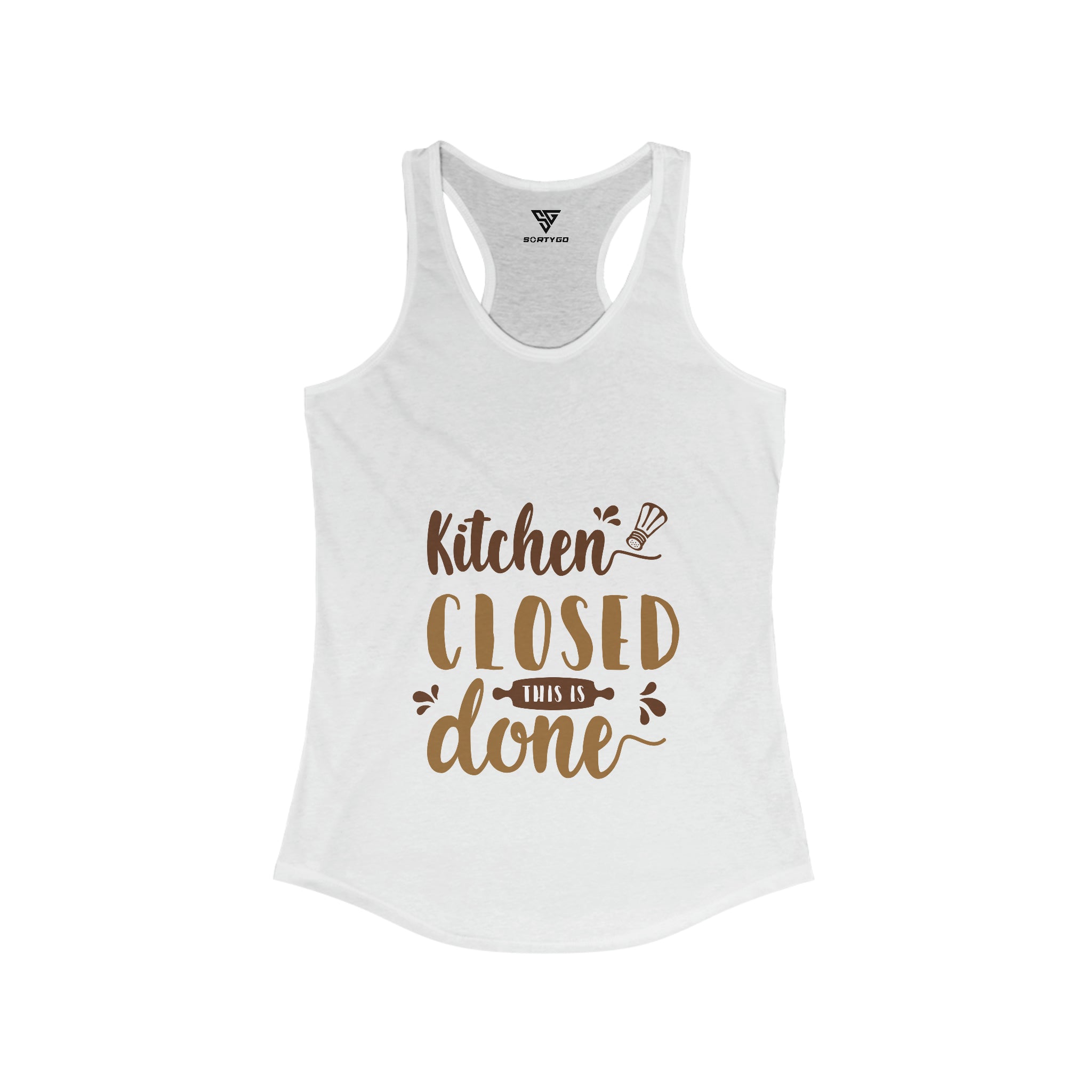 SORTYGO - Kitchen Closed Women Ideal Racerback Tank in Solid White