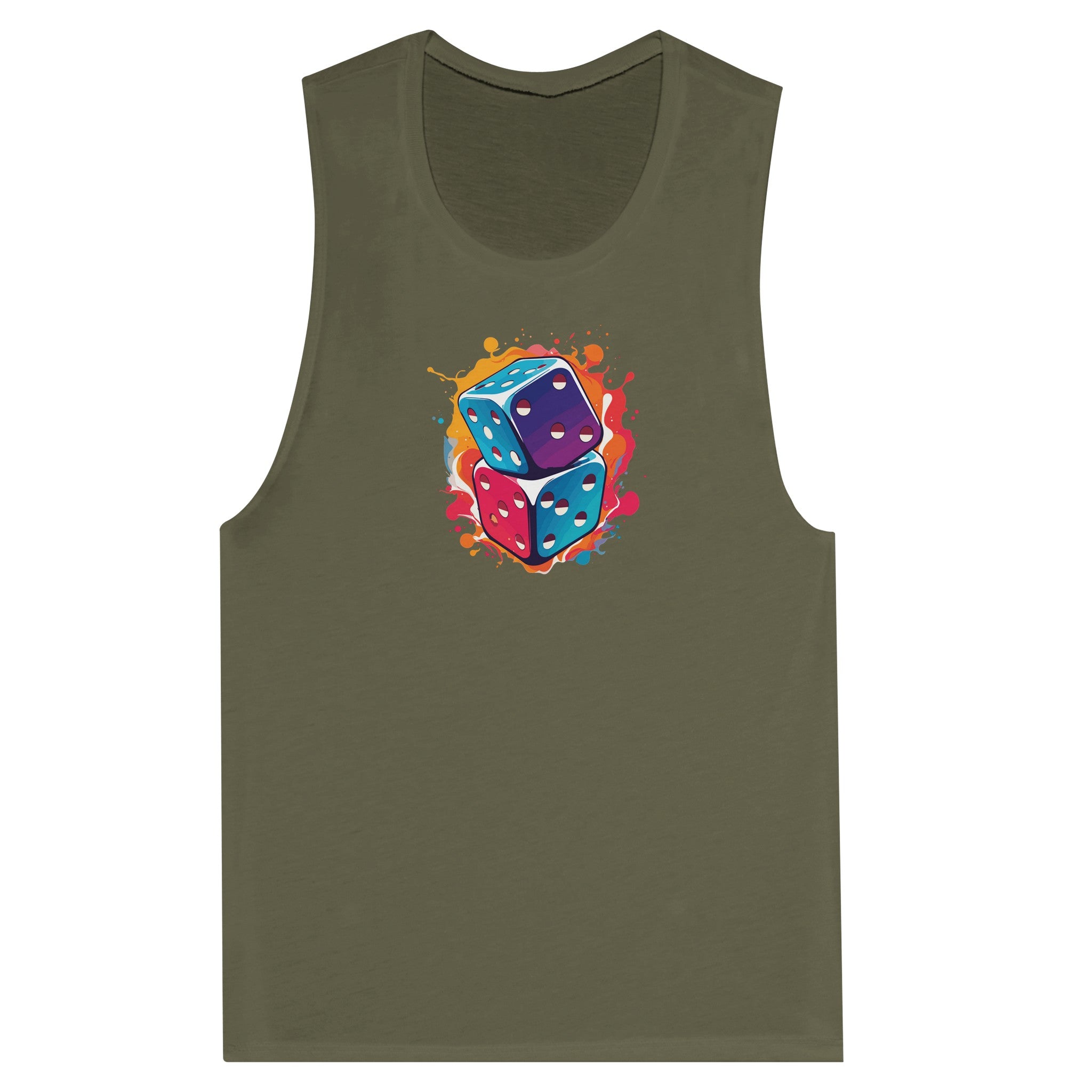 SORTYGO - Dice Delights Women Muscle Tank in Military Green