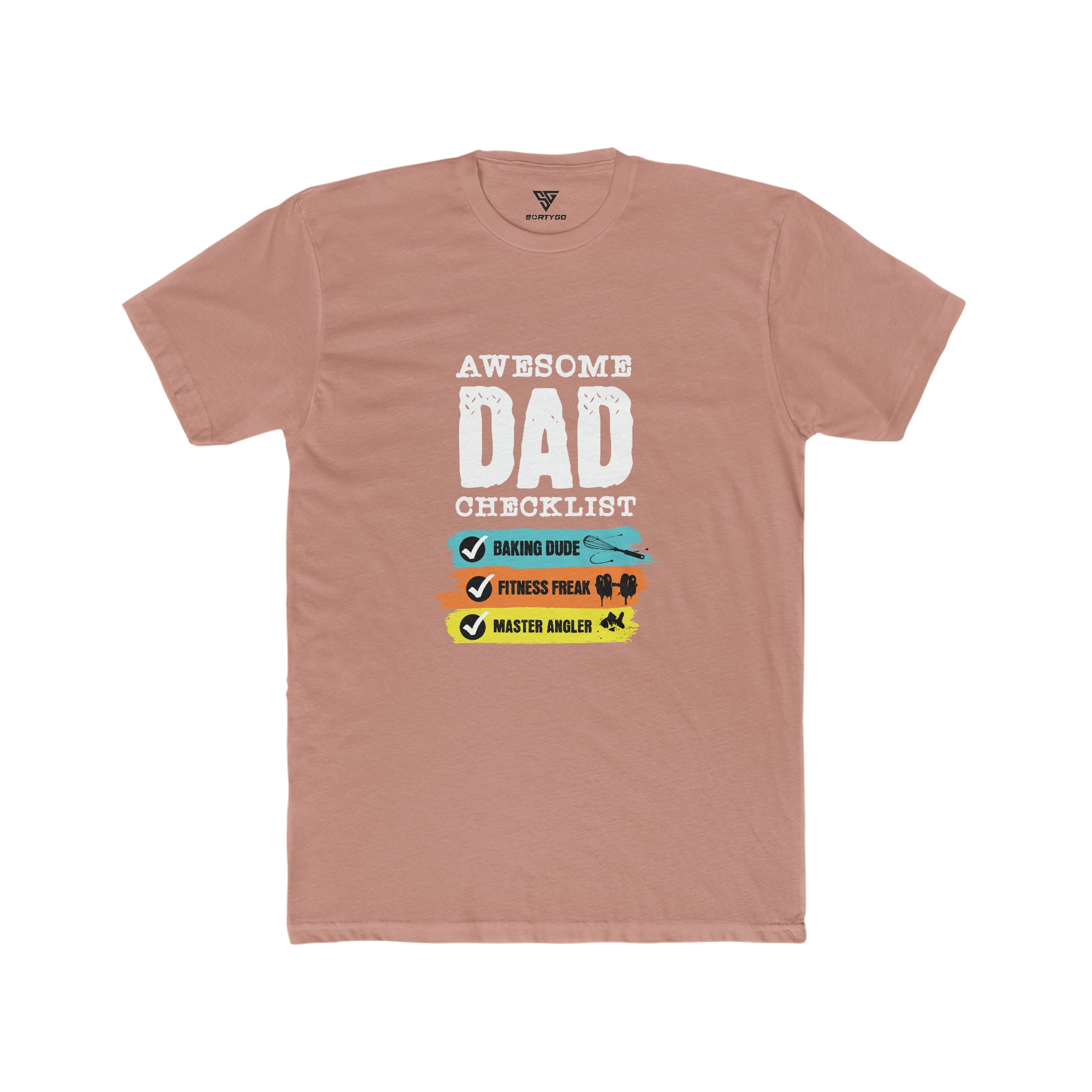 SORTYGO - Awesome Dad Men Fitted T-Shirt in Solid Desert Pink