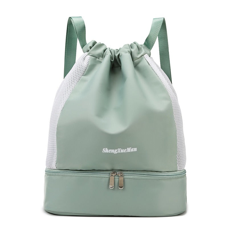 SORTYGO - Drawstring Bag with Dry-Wet Separation Shoe Compartment in apple green