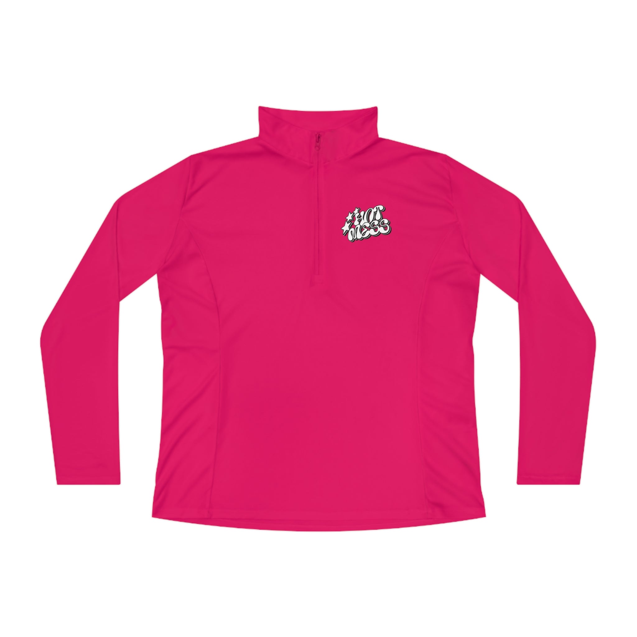 SORTYGO - Hot Mess Women Quarter Zip Pullover in Pink Raspberry S