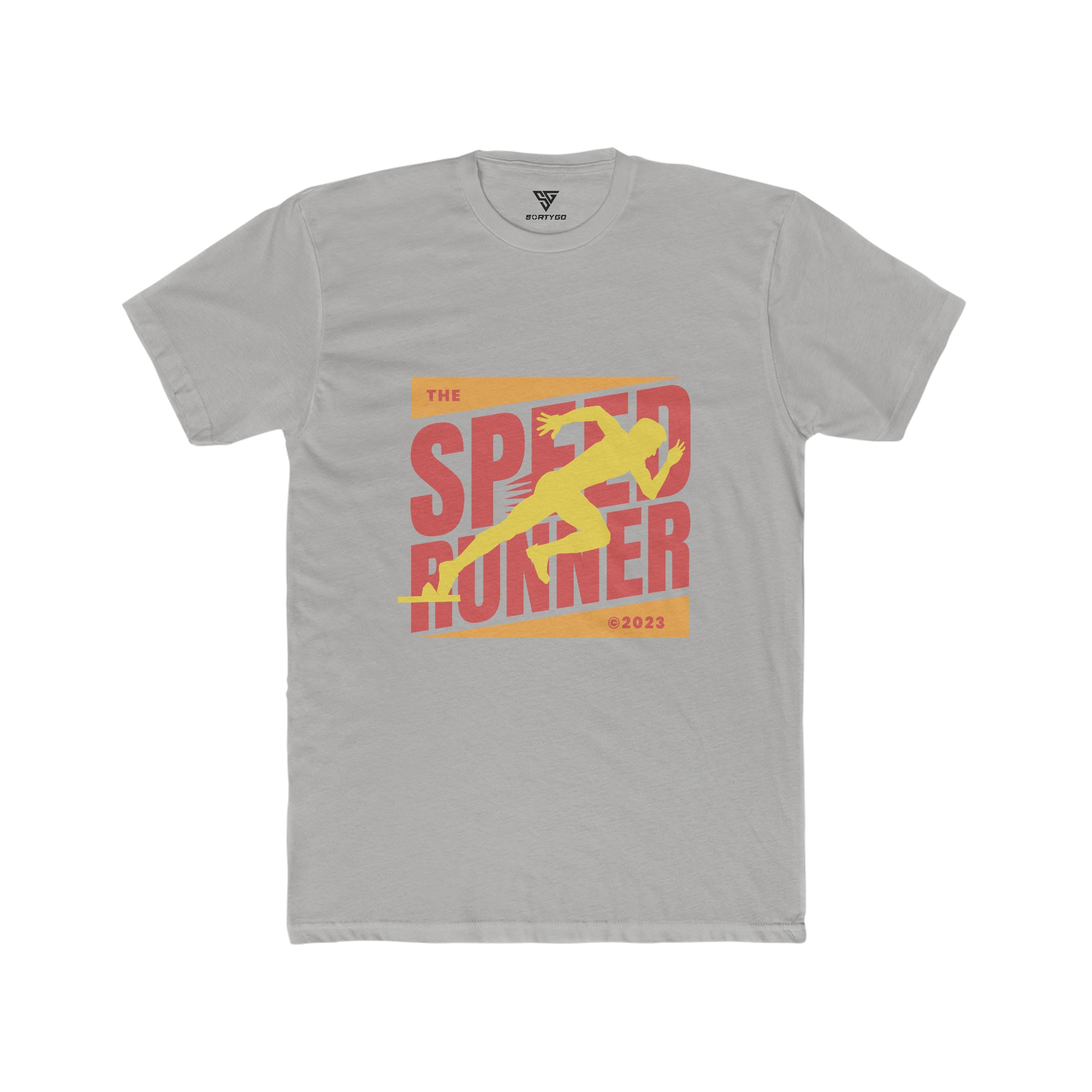 SORTYGO - Speed Runner Men Fitted T-Shirt in Solid Light Grey