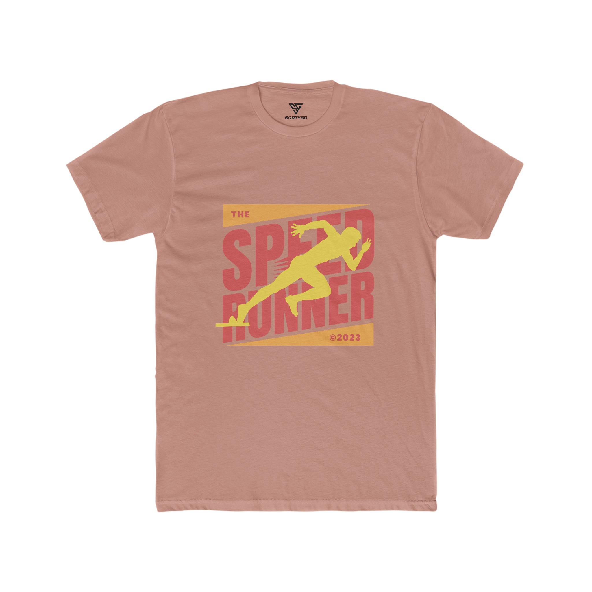 SORTYGO - Speed Runner Men Fitted T-Shirt in Solid Desert Pink