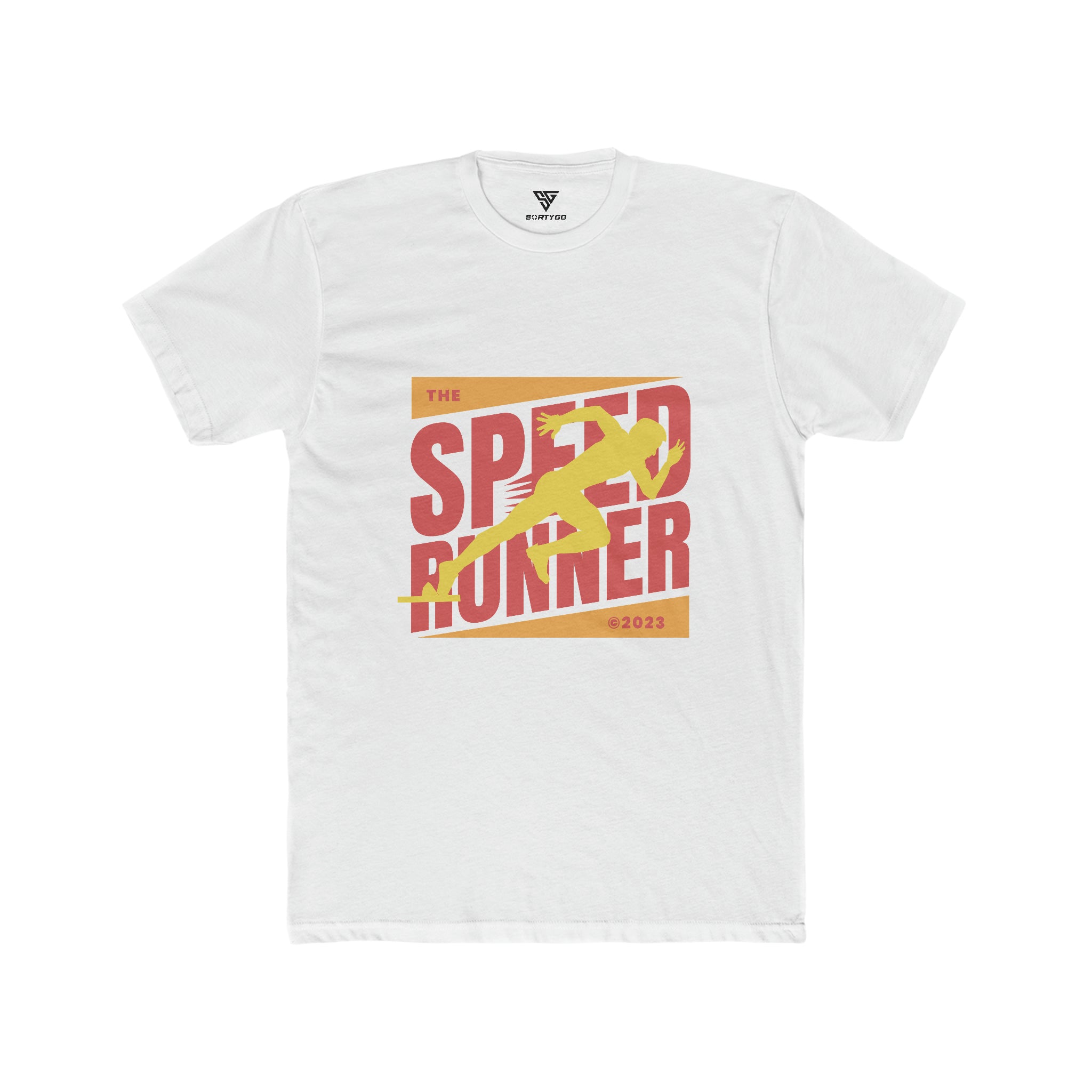 SORTYGO - Speed Runner Men Fitted T-Shirt in Solid White