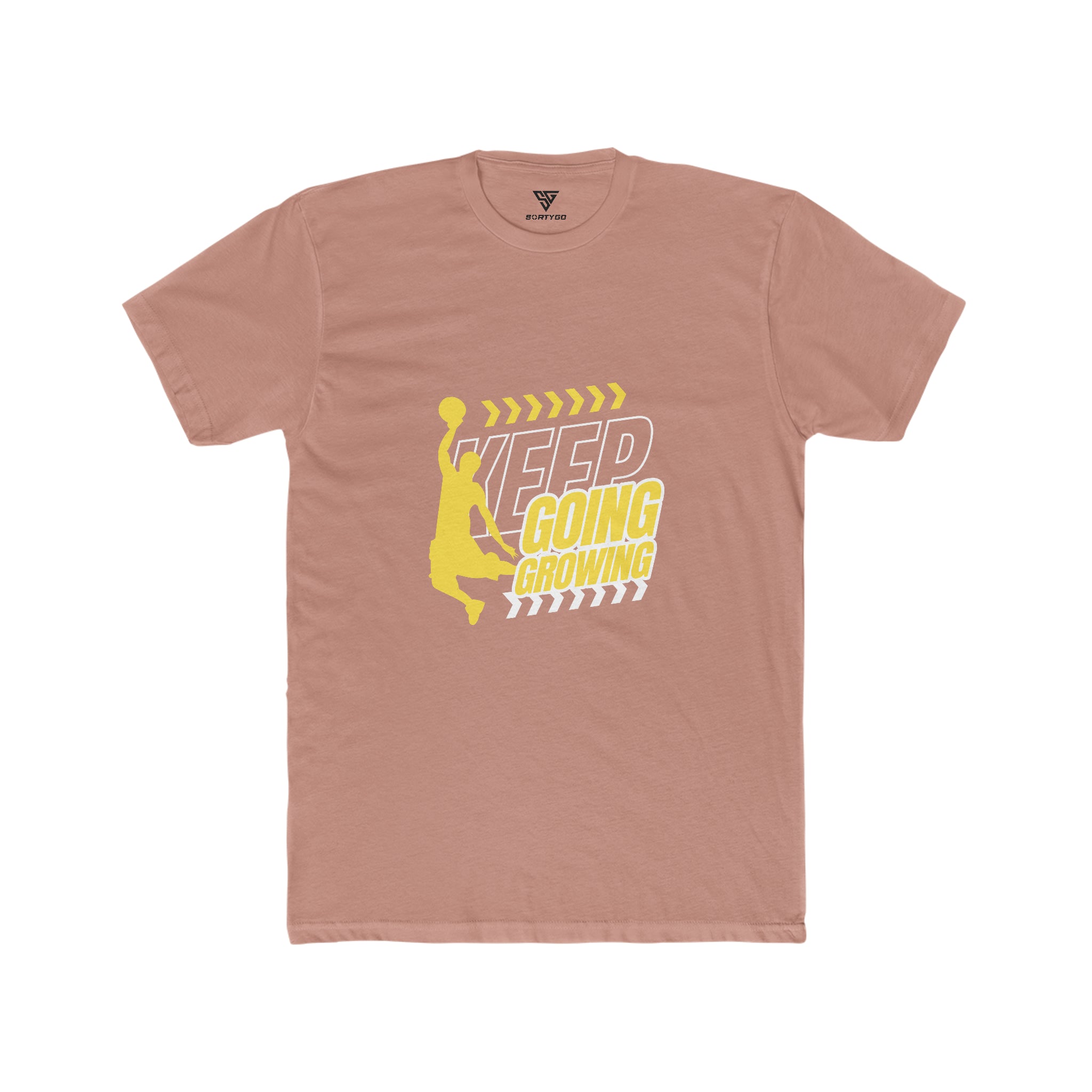 SORTYGO - Keep Going Keep Growing Men Fitted T-Shirt in Solid Desert Pink