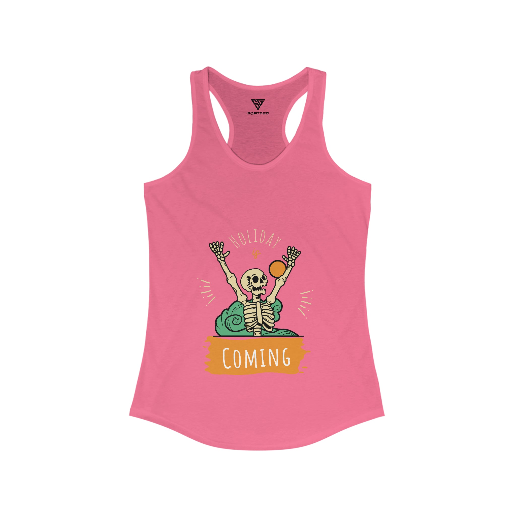 SORTYGO - Holiday is Coming Women Ideal Racerback Tank in Solid Hot Pink