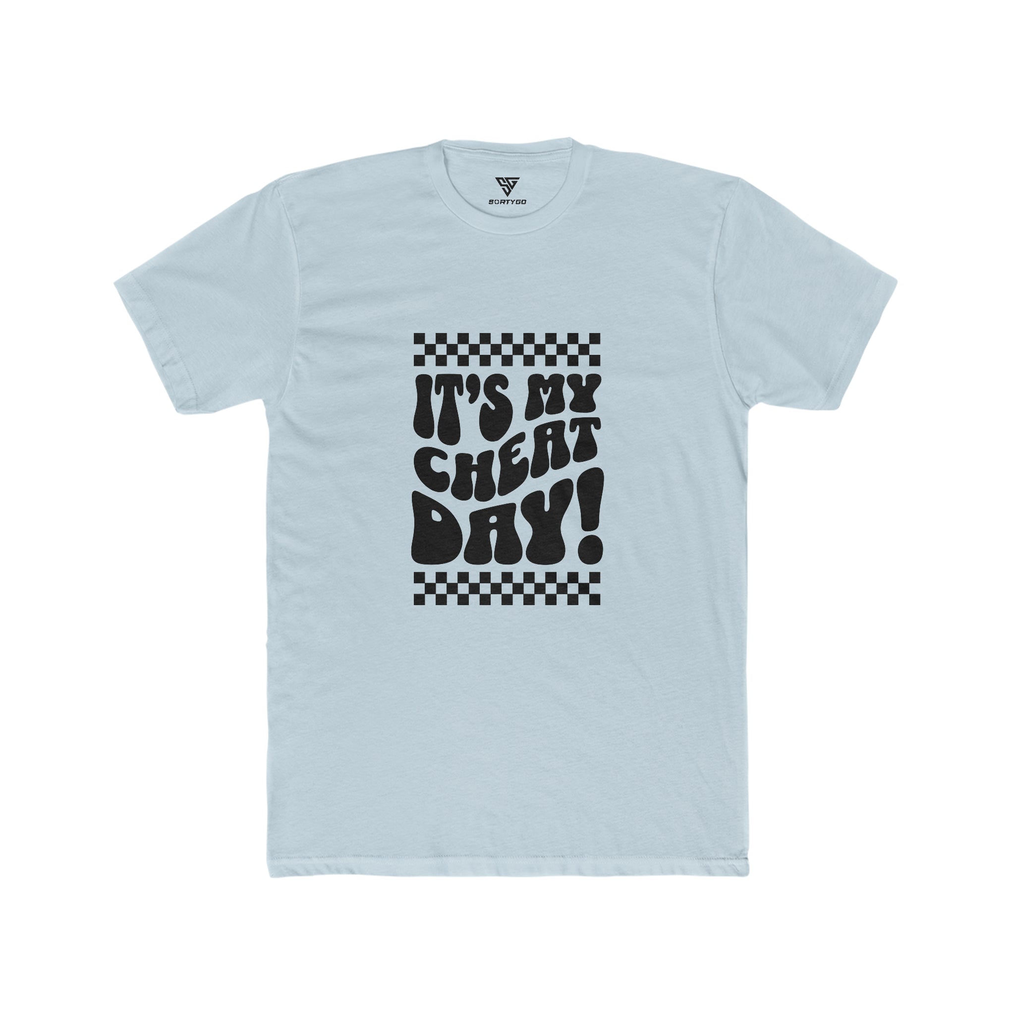 SORTYGO - It‘s my Cheat Day Men Fitted T-Shirt in Solid Light Blue
