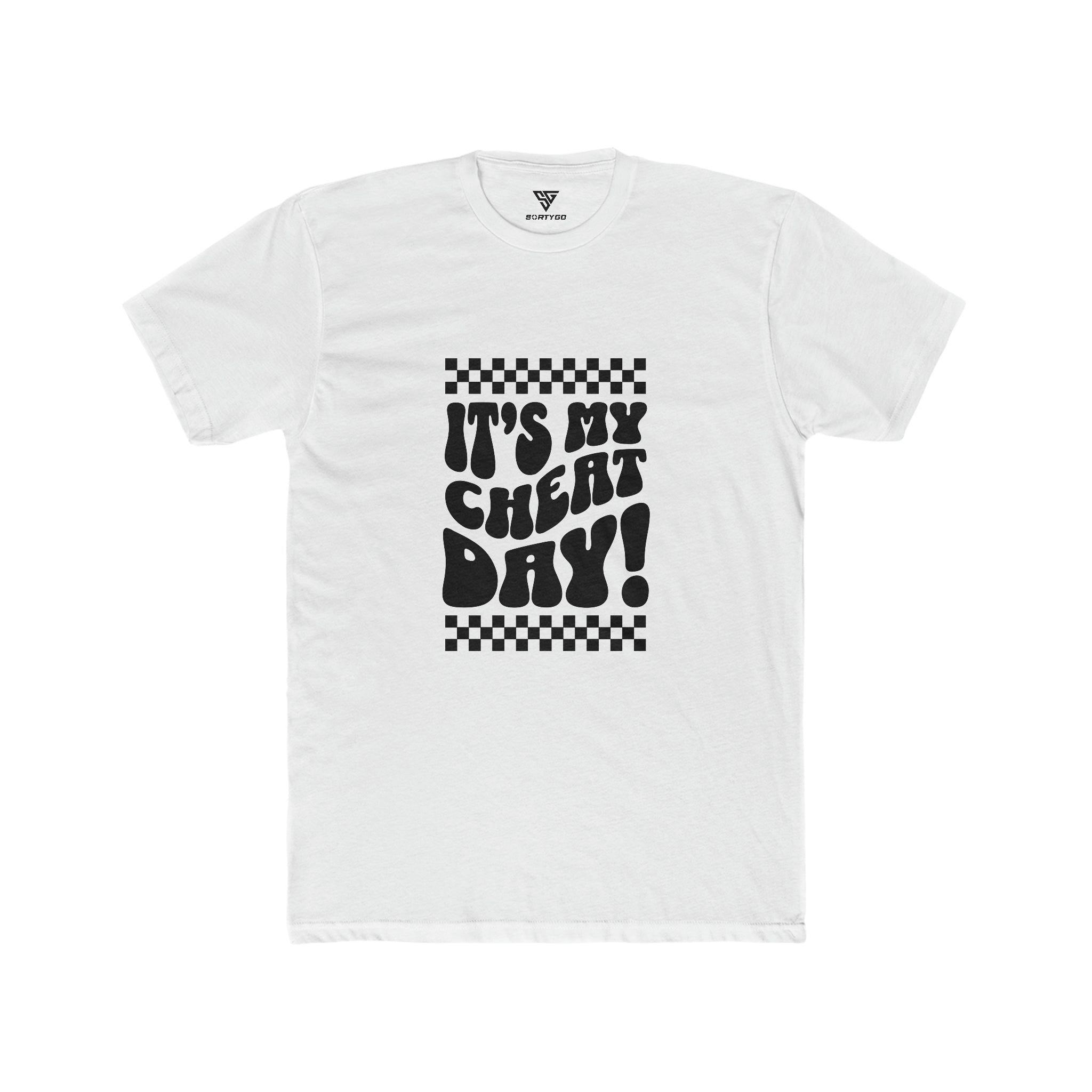 SORTYGO - It‘s my Cheat Day Men Fitted T-Shirt in Solid White