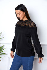 SORTYGO - Elegant Noir Lace Detail Blouse in