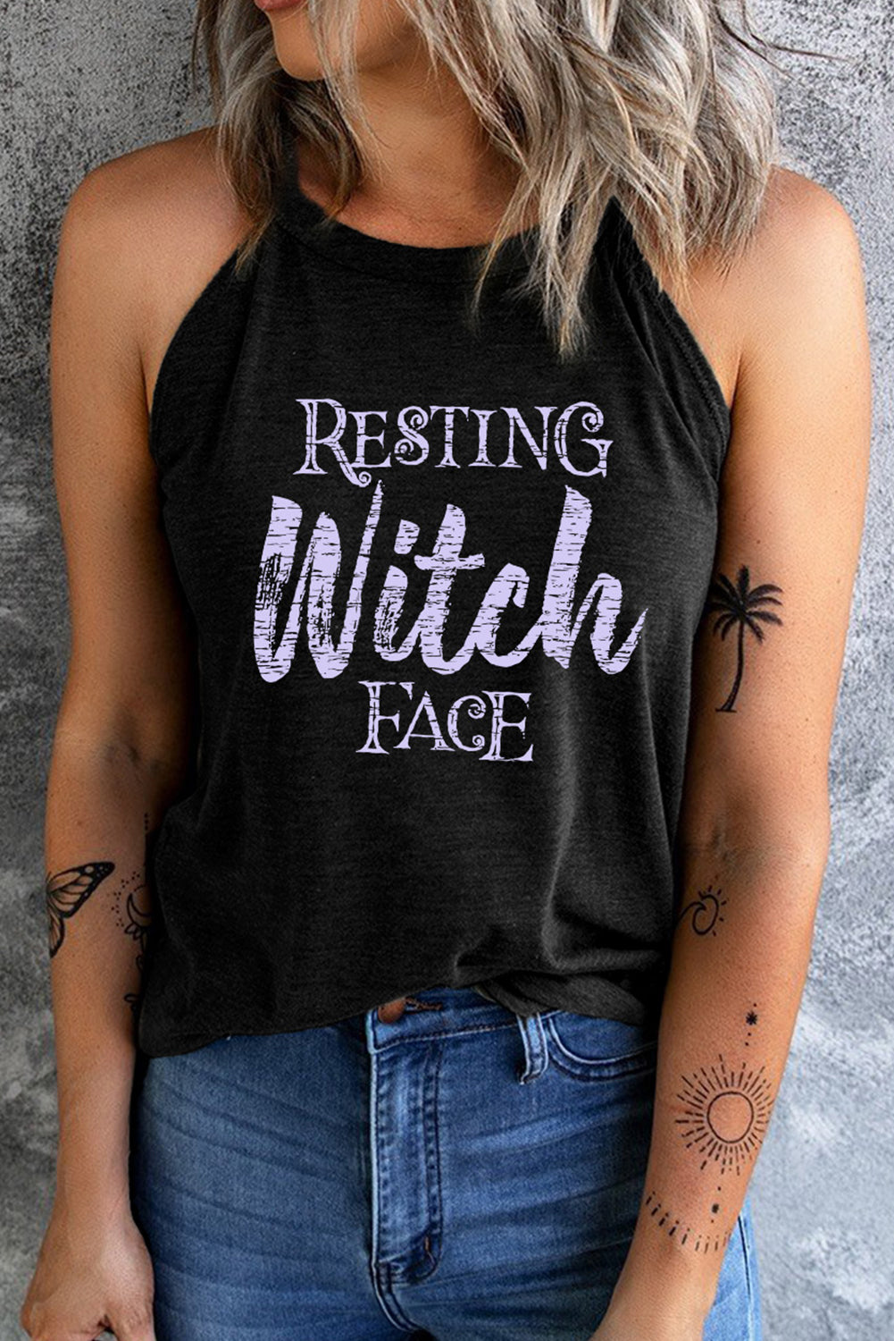 SORTYGO - Resting Witch Face Tank Top in Black