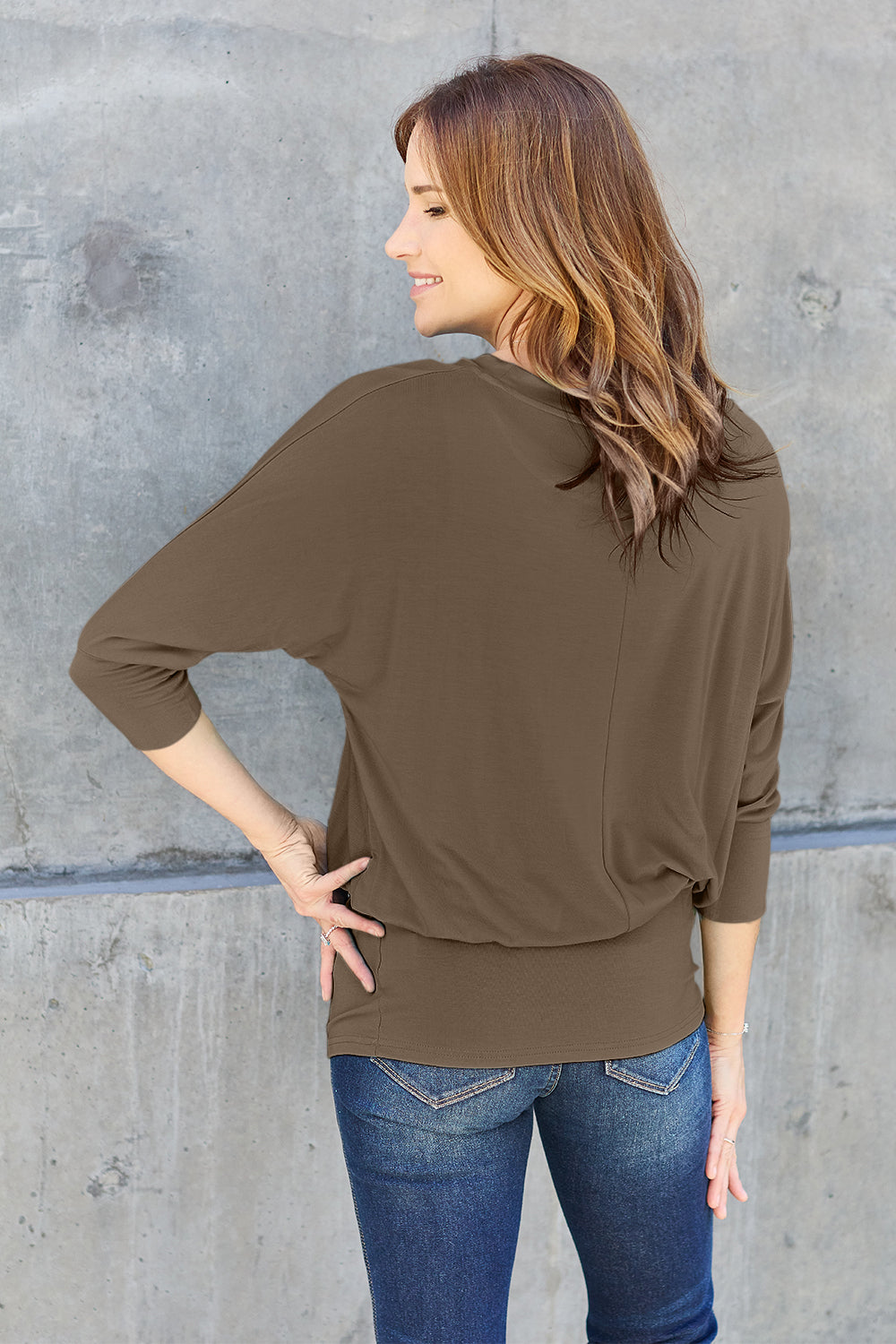 SORTYGO - Mocha Batwing Sleeve Top in