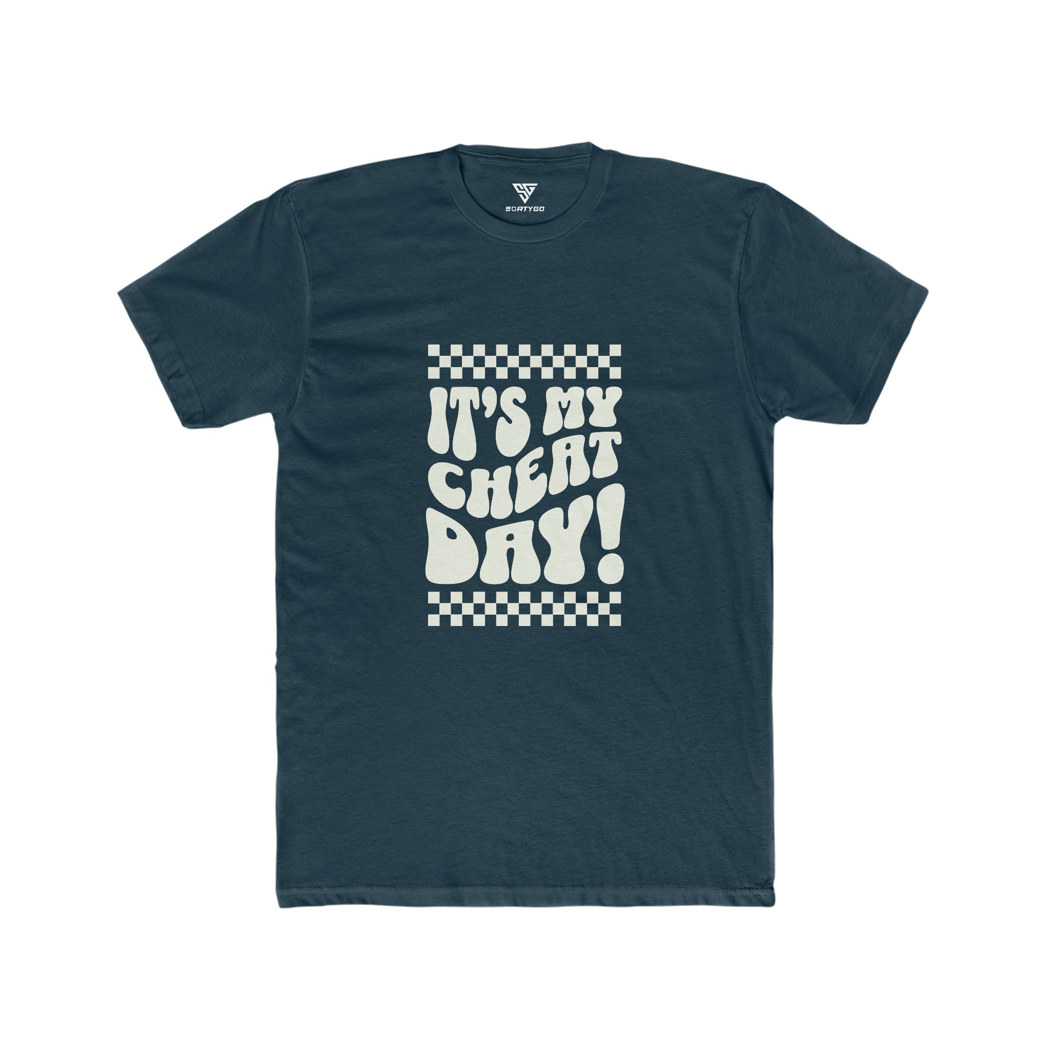 SORTYGO - It‘s my Cheat Day Men Fitted T-Shirt in Solid Midnight Navy