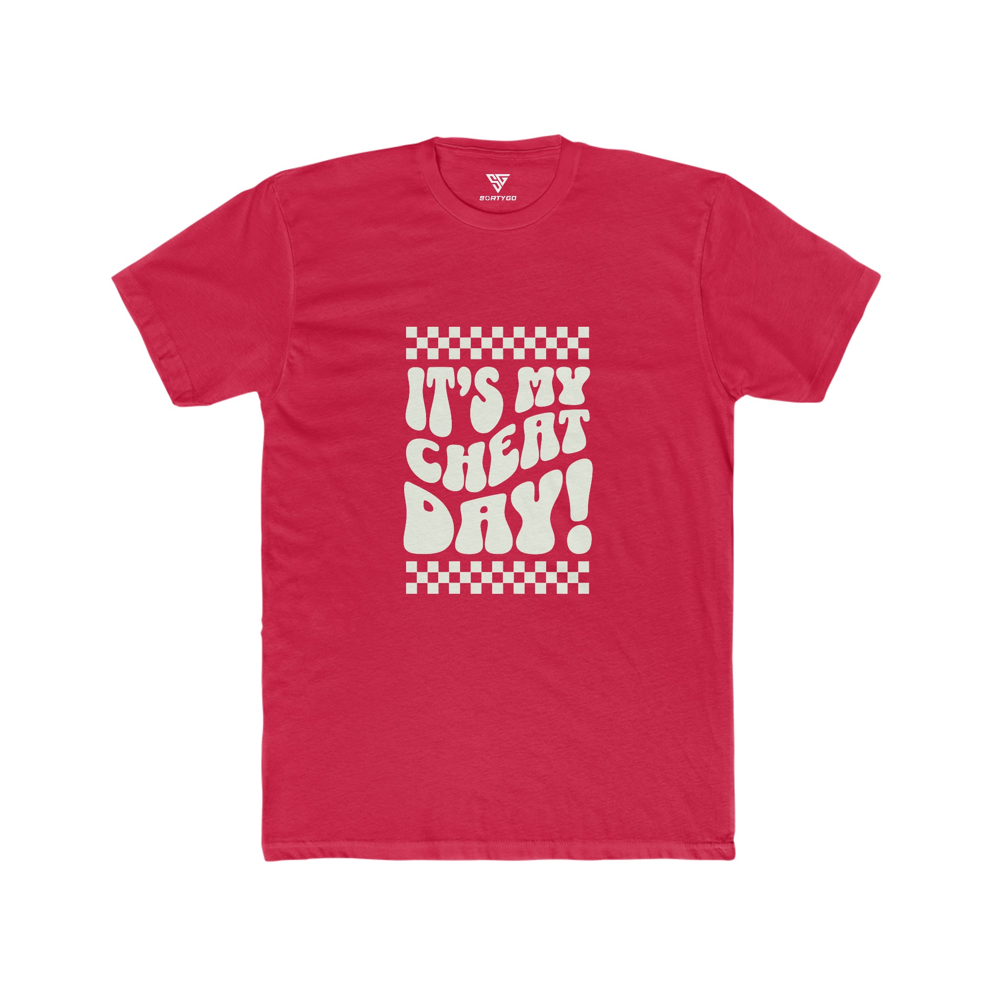 SORTYGO - It‘s my Cheat Day Men Fitted T-Shirt in Solid Red