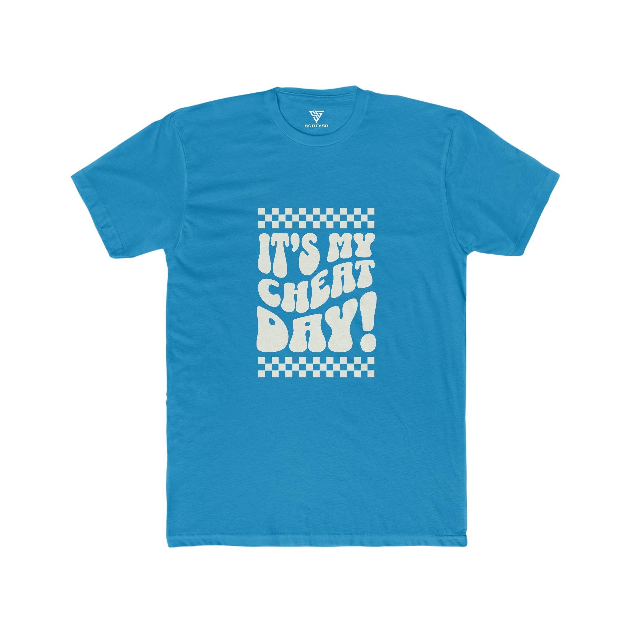 SORTYGO - It‘s my Cheat Day Men Fitted T-Shirt in Solid Turquoise