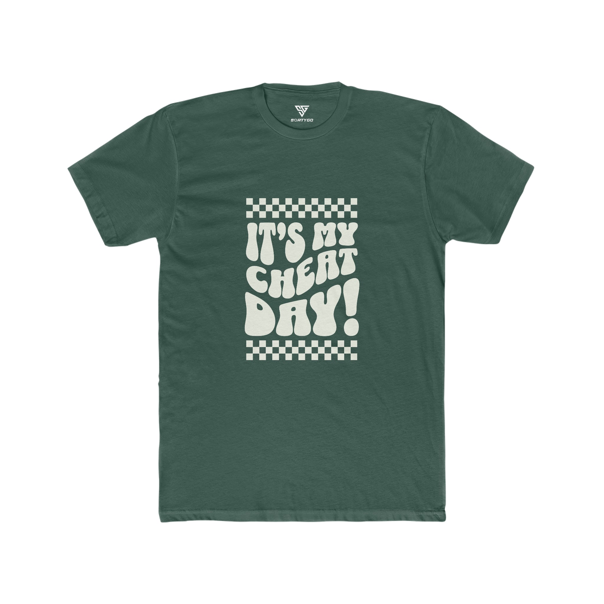 SORTYGO - It‘s my Cheat Day Men Fitted T-Shirt in Solid Forest Green