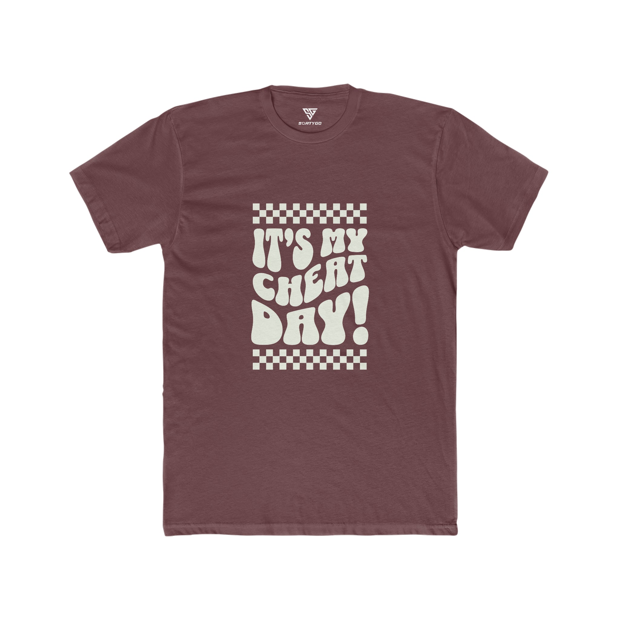 SORTYGO - It‘s my Cheat Day Men Fitted T-Shirt in Solid Maroon