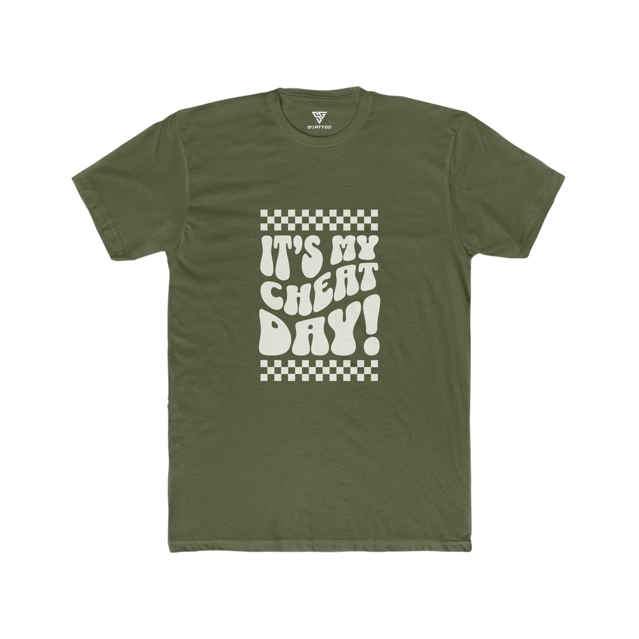 SORTYGO - It‘s my Cheat Day Men Fitted T-Shirt in Solid Military Green