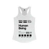 SORTYGO - Cute Human Being Women Ideal Racerback Tank in Solid White