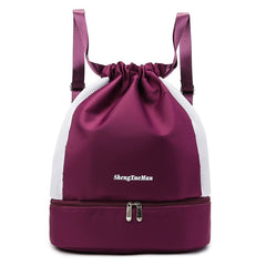 SORTYGO - Drawstring Bag with Dry-Wet Separation Shoe Compartment in Grape Purple