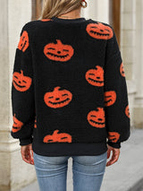 SORTYGO - Plush Halloween Pumpkin Fleece Sweater in