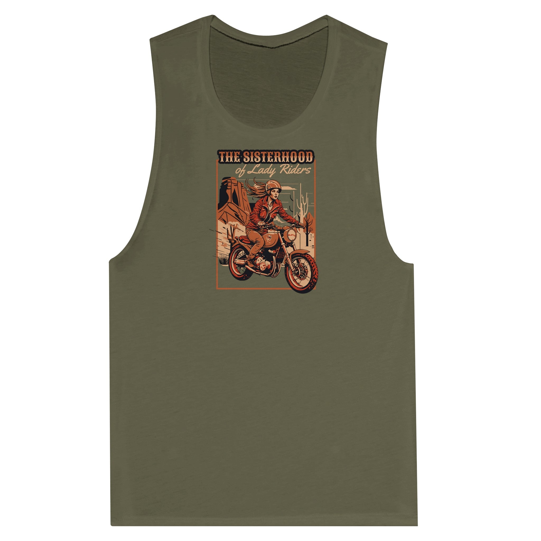 SORTYGO - Lady Riders Women Muscle Tank in Military Green